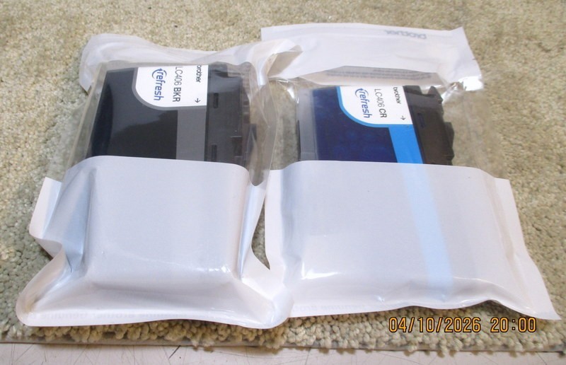 LOT OF TWO 2 GENUINE BROTHER INK CARTRIDGES SEALED LC406 BKR, LC406 CR