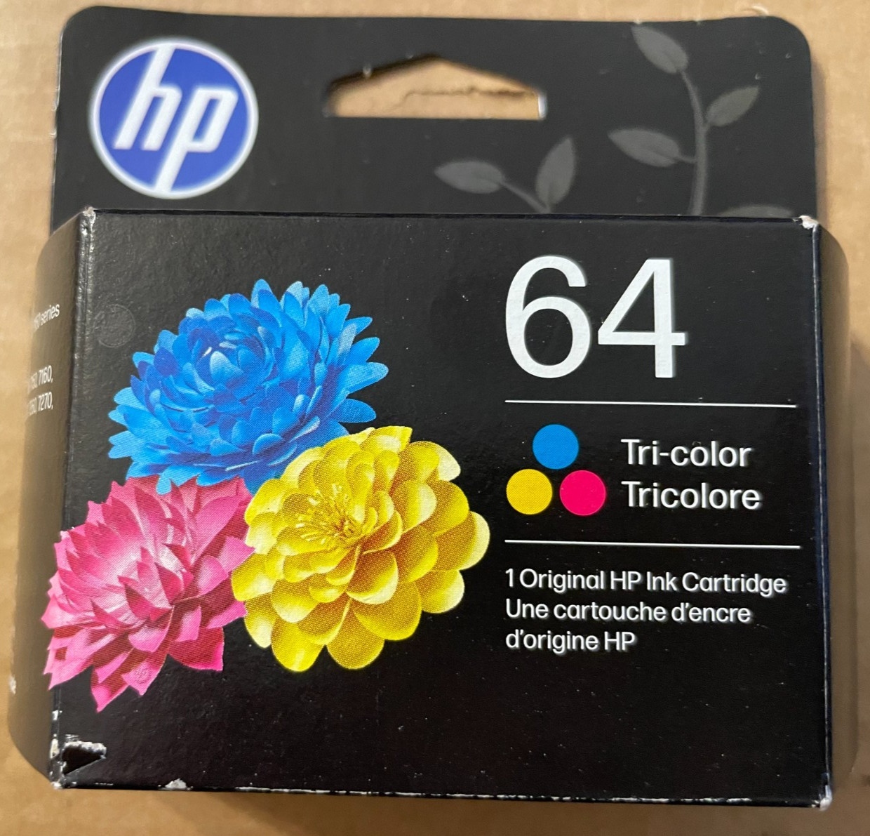 HP 64 TRI-COLOR GENUINE INK CARTRIDGE ( N9J89AN) - FACTORY SEALED NEW - 10/2027