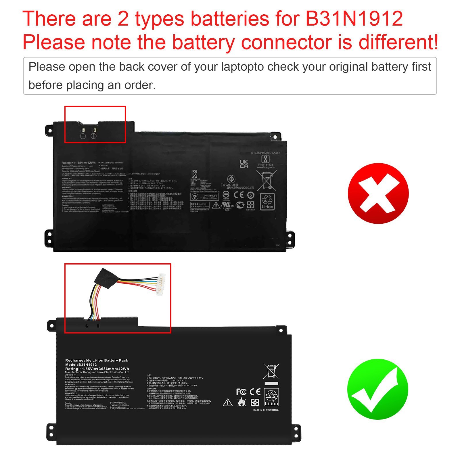 ✅LOT BATTERY B31N1912 FOR ASUS VIVOBOOK 14 E410M E410MA E510M L410MA C31N1912 US