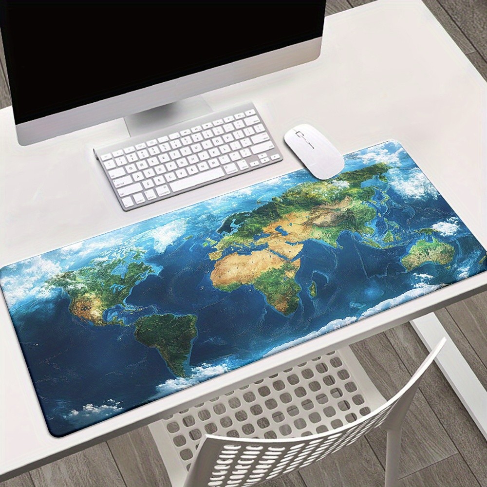 1pc World Map Mouse Pad And Table Mat - Non-Slip Rubber Base, Office And Gamin
