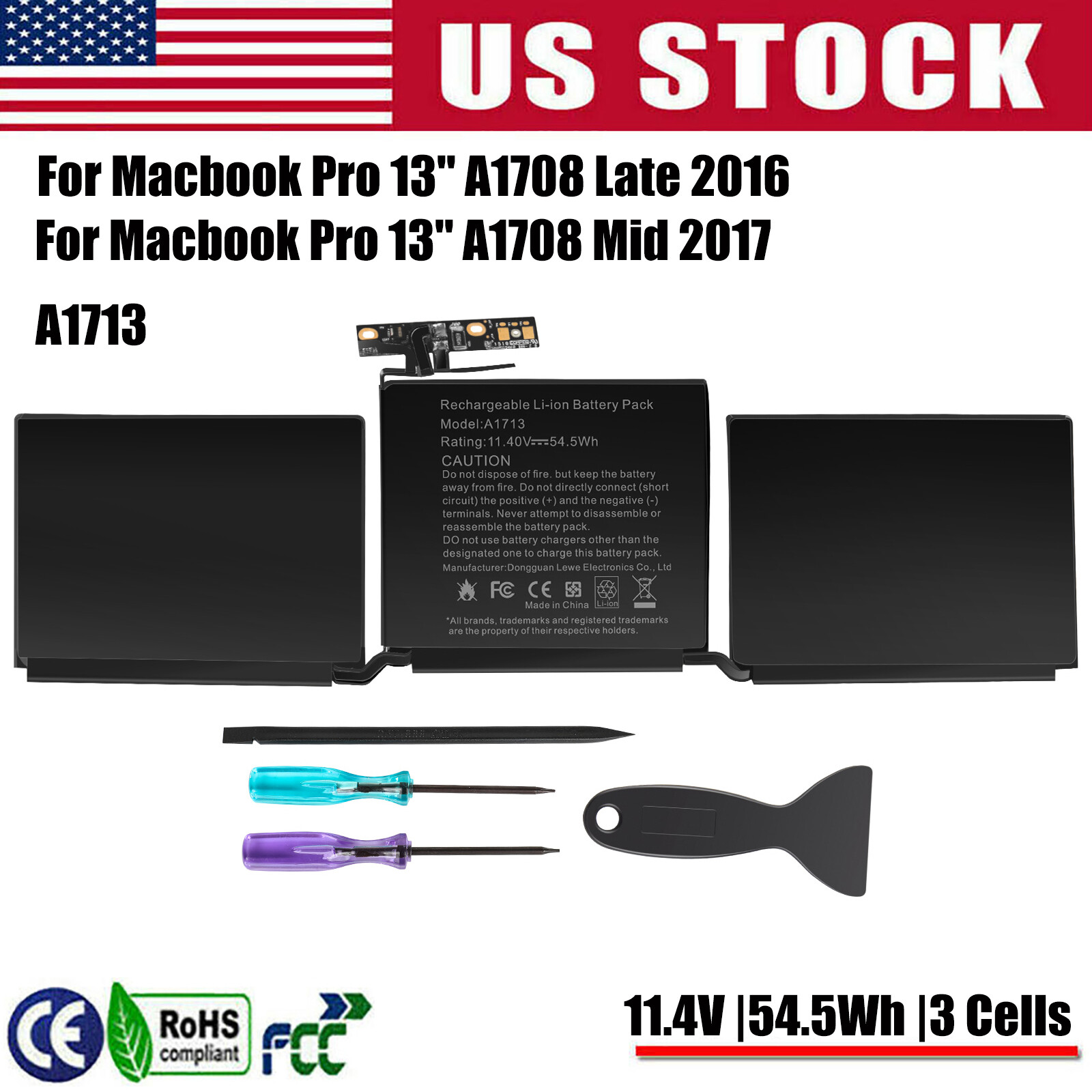 ✅NEW Battery A1713 A2171 for MacBook Pro 13 Inch A2159 (2019) A2289 A2338 (2020)