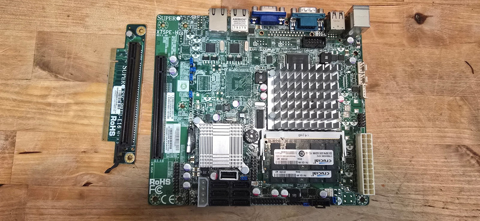 Supermicro X7SPE-H-D525 Mini-ITX Motherboard w/ Atom D525 4GB RAM Riser Card