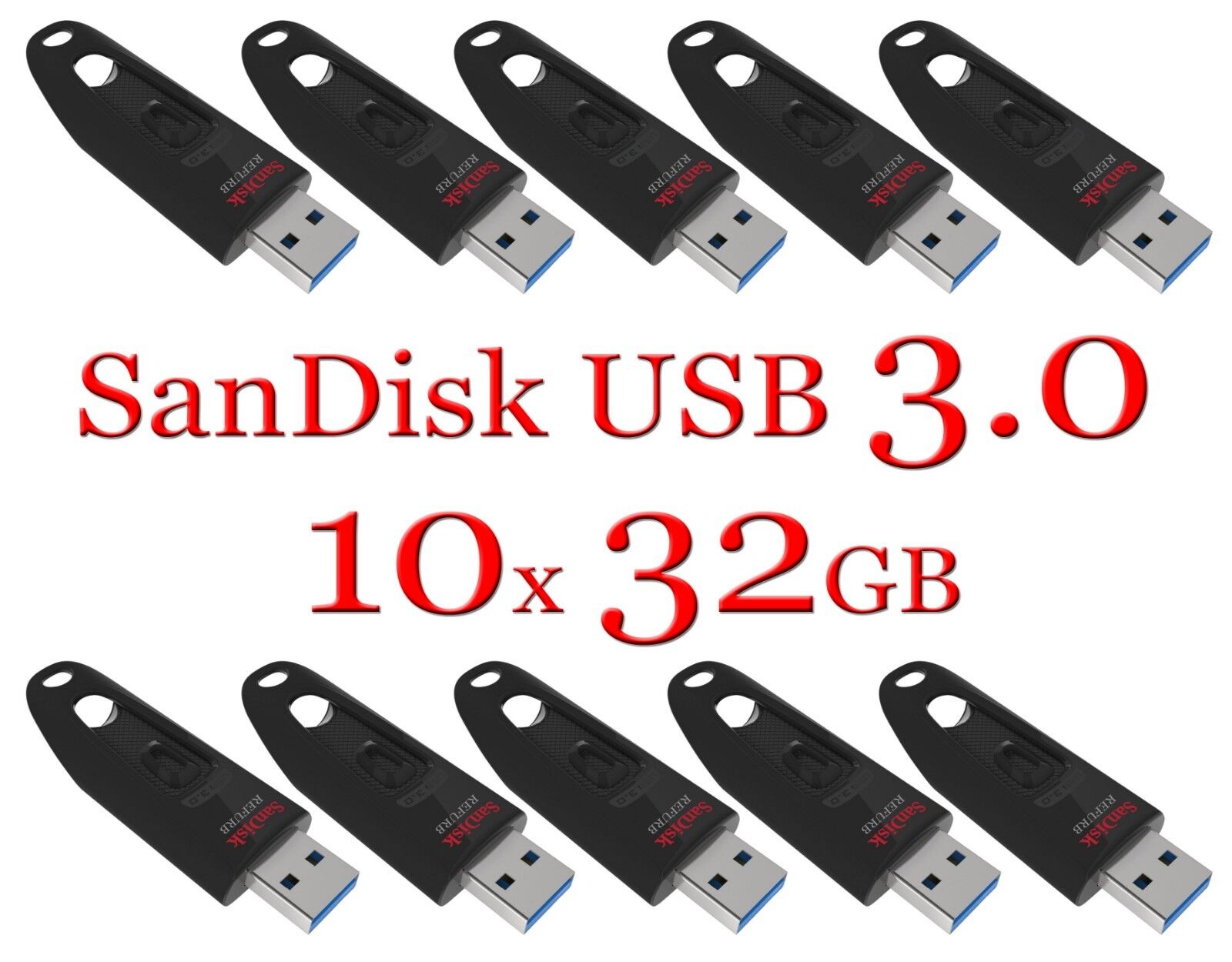 SanDisk 32GB LOT 10x ULTRA USB 3.0 flash drive SDCZ48-032G 32 GB read 100 MB/s