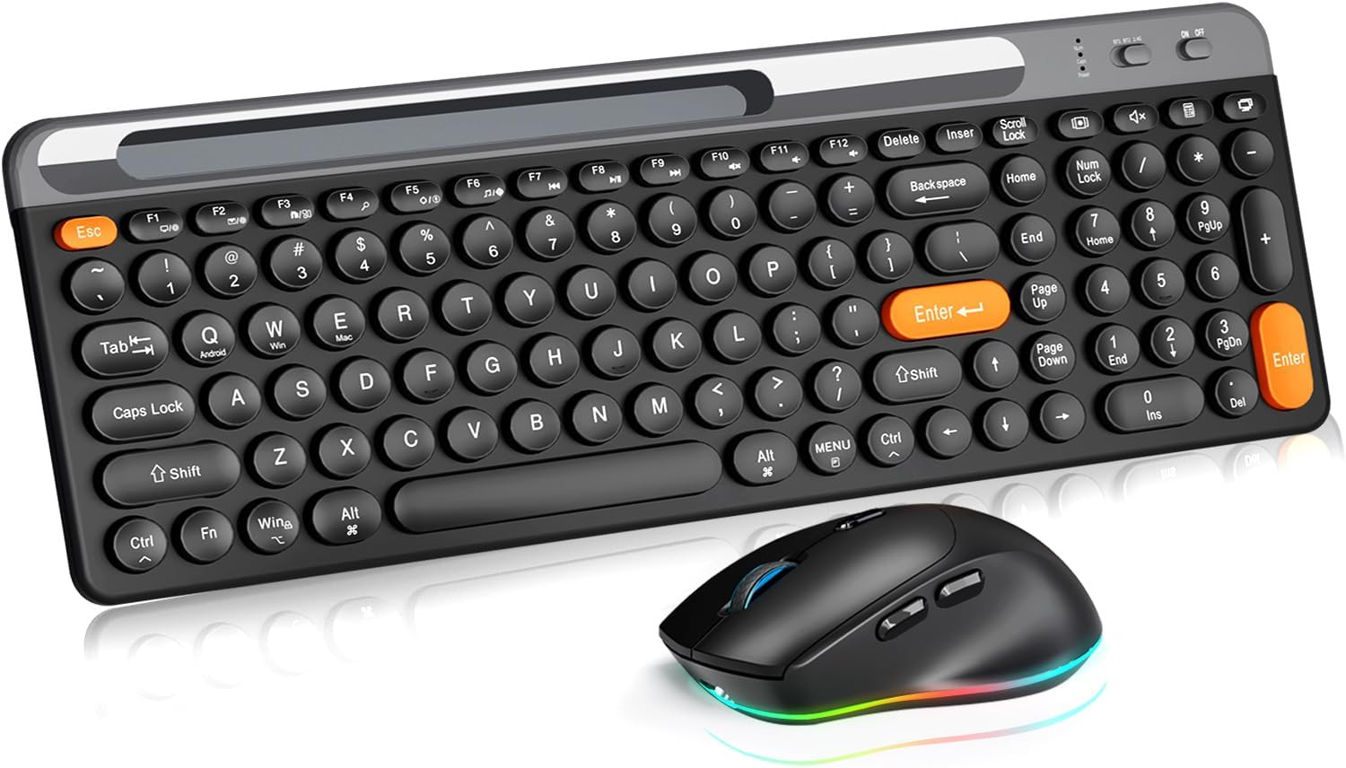 T201 Wireless Keyboard and Mouse Combo, Rechargeable Slim Full Sized 2.4G+Dual