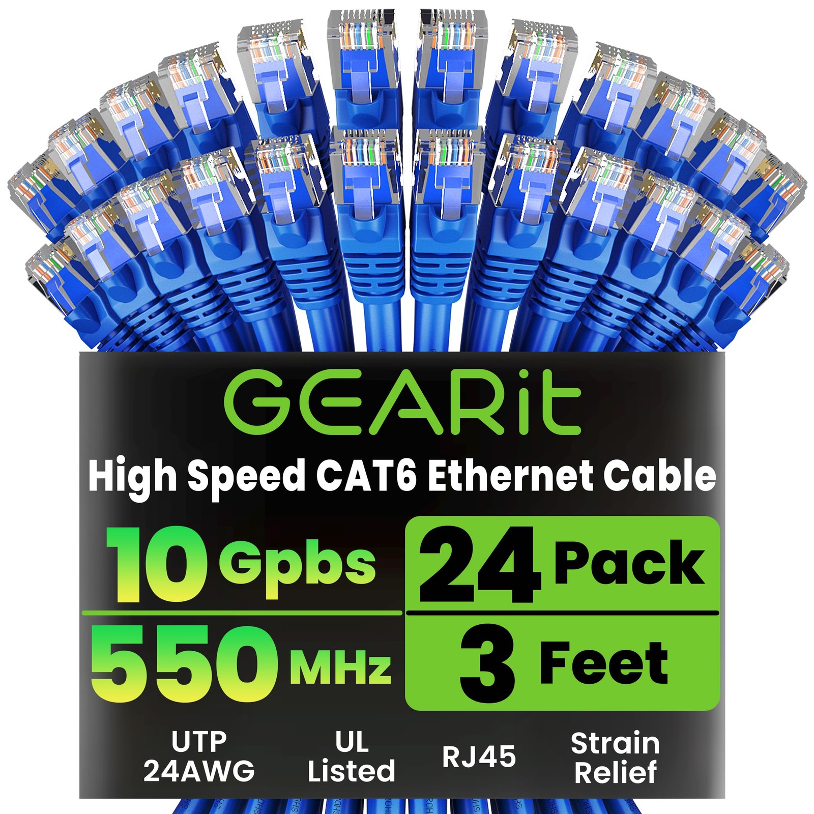 Cat 6 Ethernet Cable Pack 24pack 3 Ft Cat6 Ethernet Patch Cables | Rj45 Network