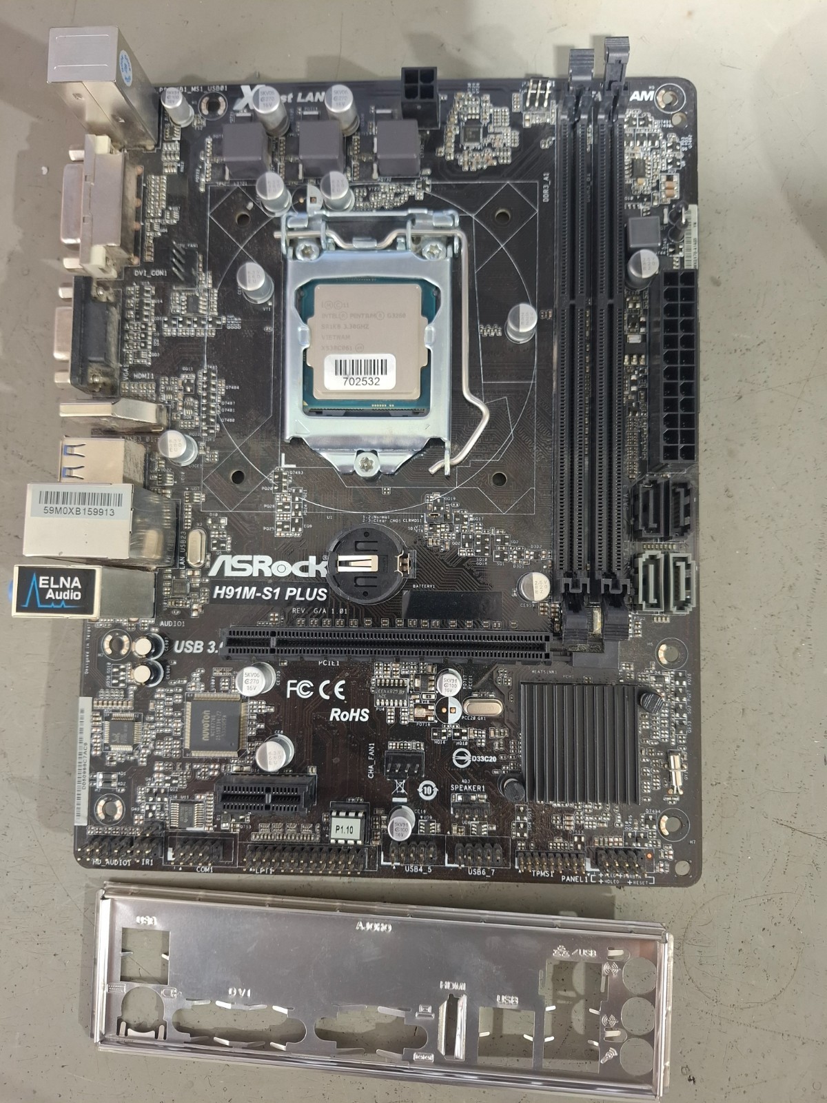 ASRock H91M-S1 PLUS mATX Motherboard w/ PENTIUM-3.30GHZ
