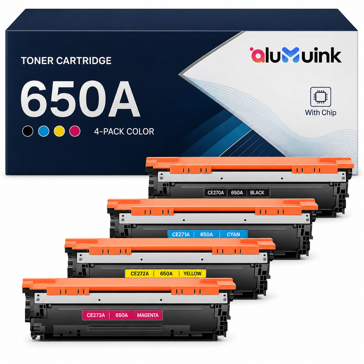 650A Toner Cartridge 4 Pack Compatible for CP5525 CP5520 M750 CE270A CE271A
