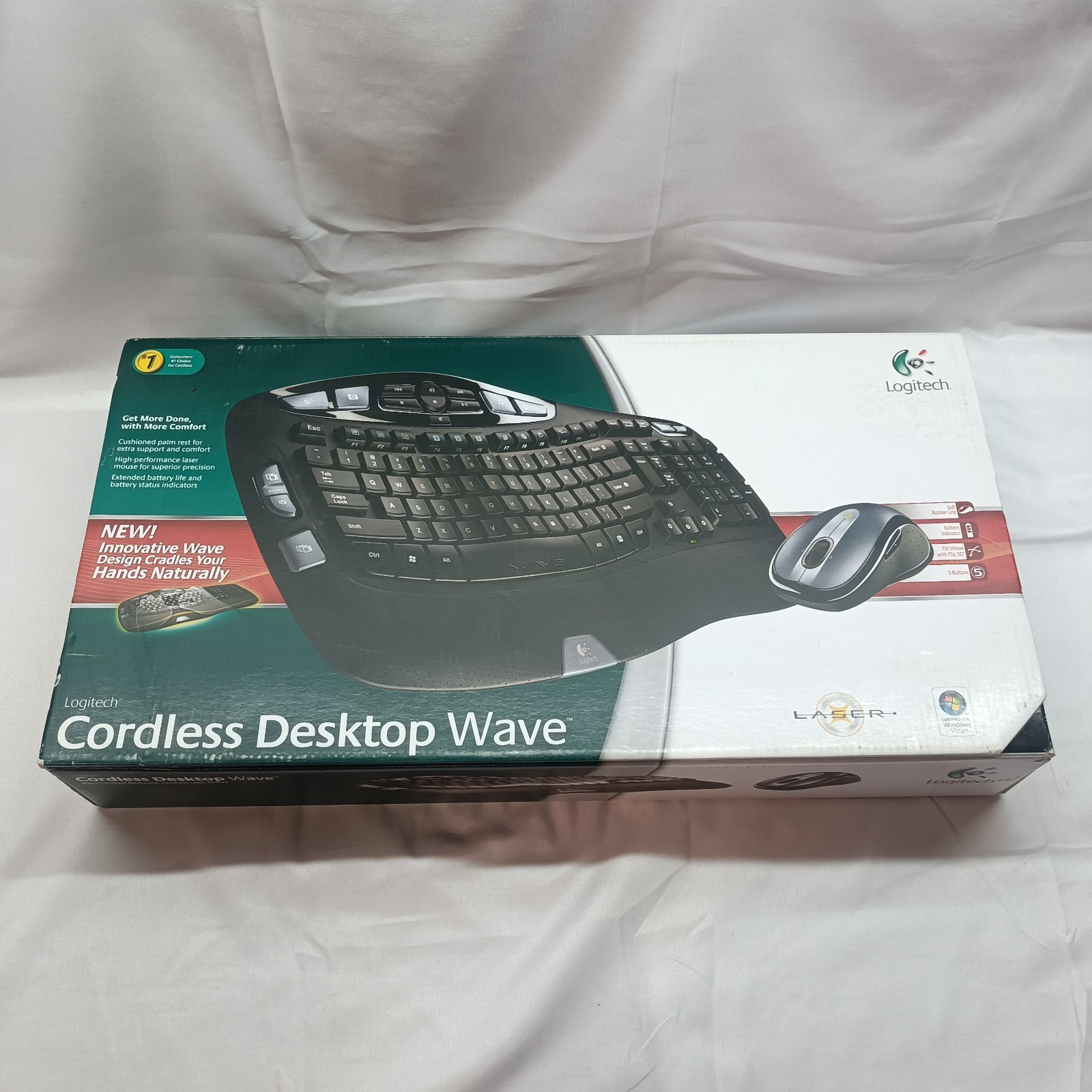 Logitech Cordless Desktop Wave Keyboard & Laser Mouse READ Missing 2 Pieces