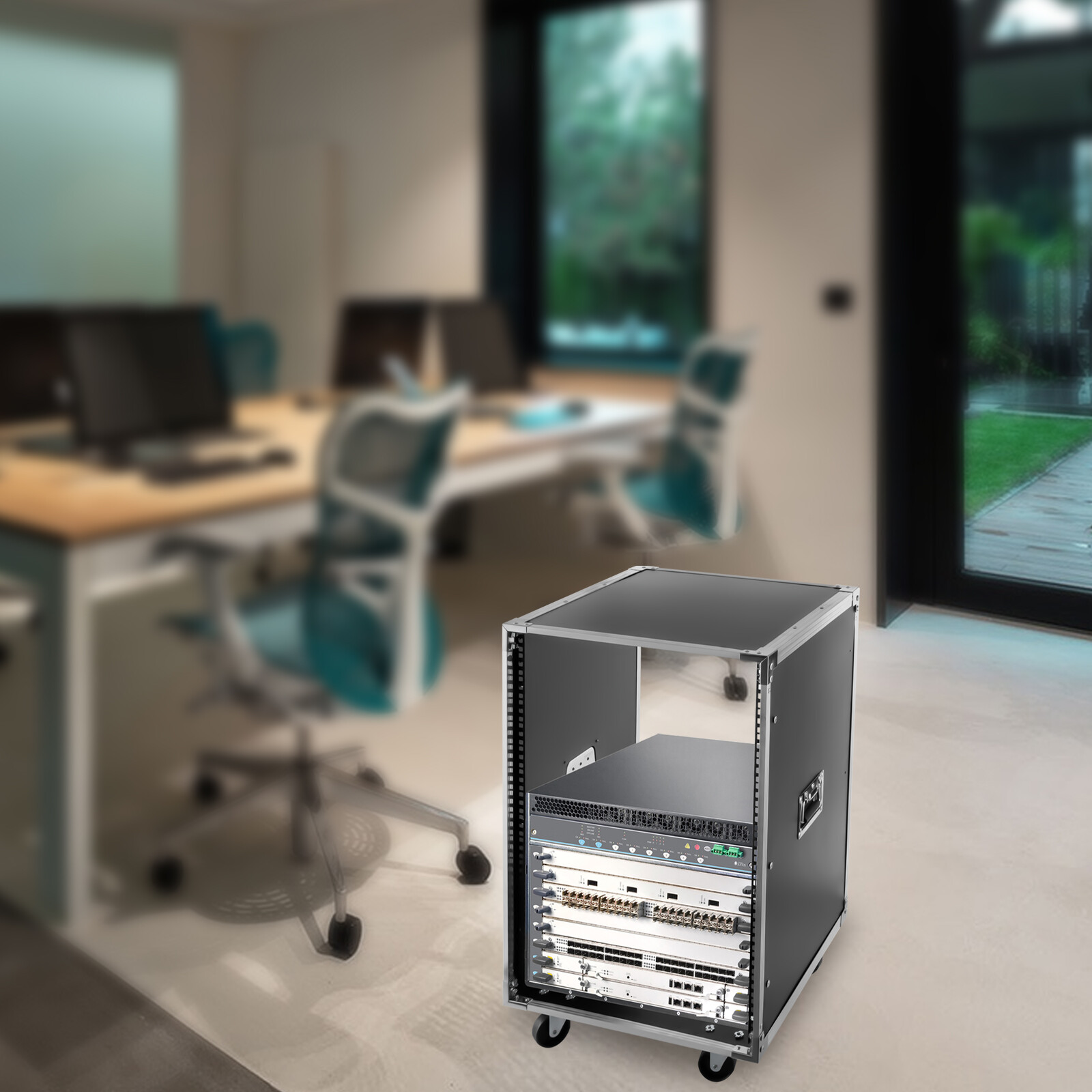 16U Cabinet Portable Rolling Network Server Rack w/ Wheels For KTV Conference