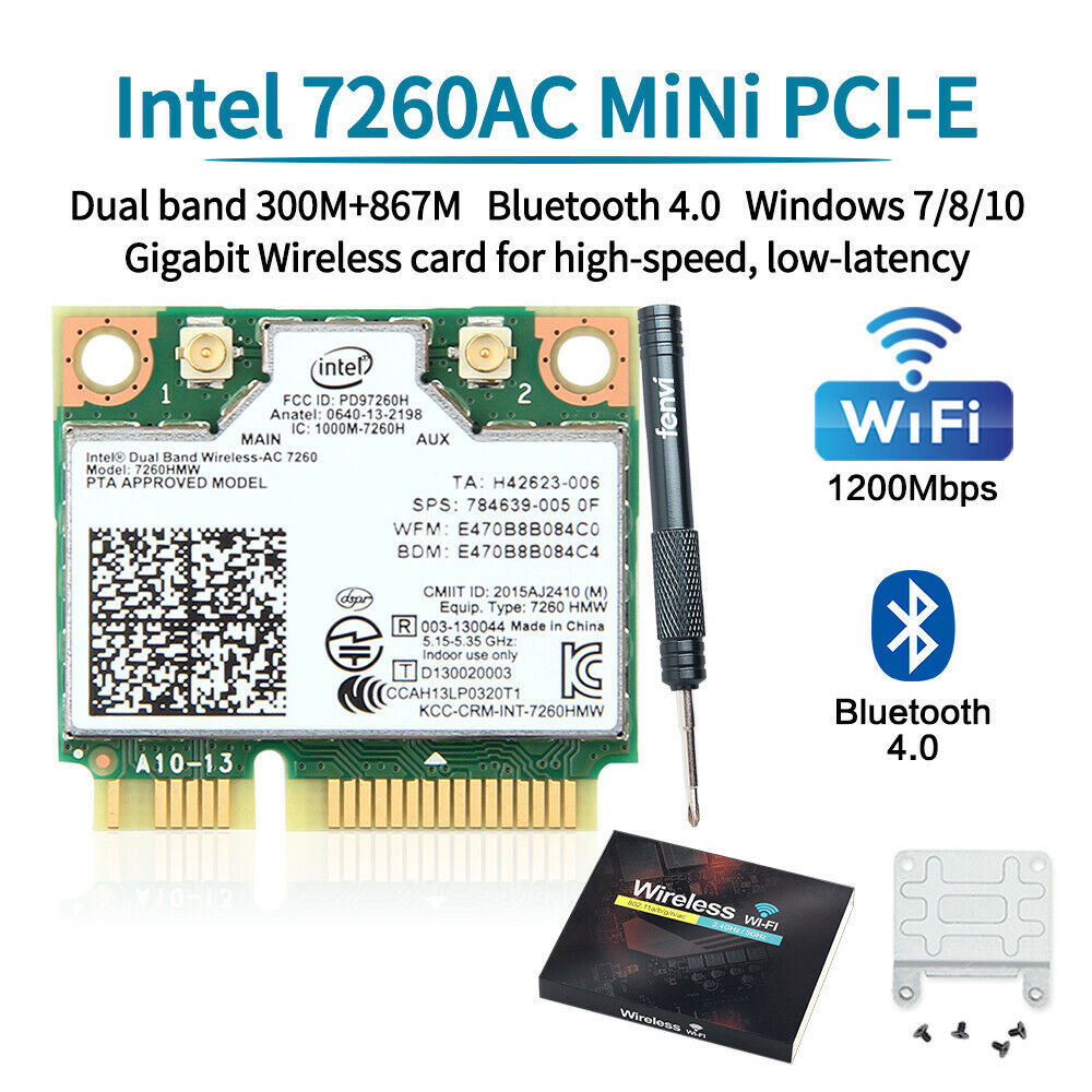 Intel 7260HMW Wireless-AC Network Card Dual Band 802.11abgn+ac 2x2 Bluetooth 4.0
