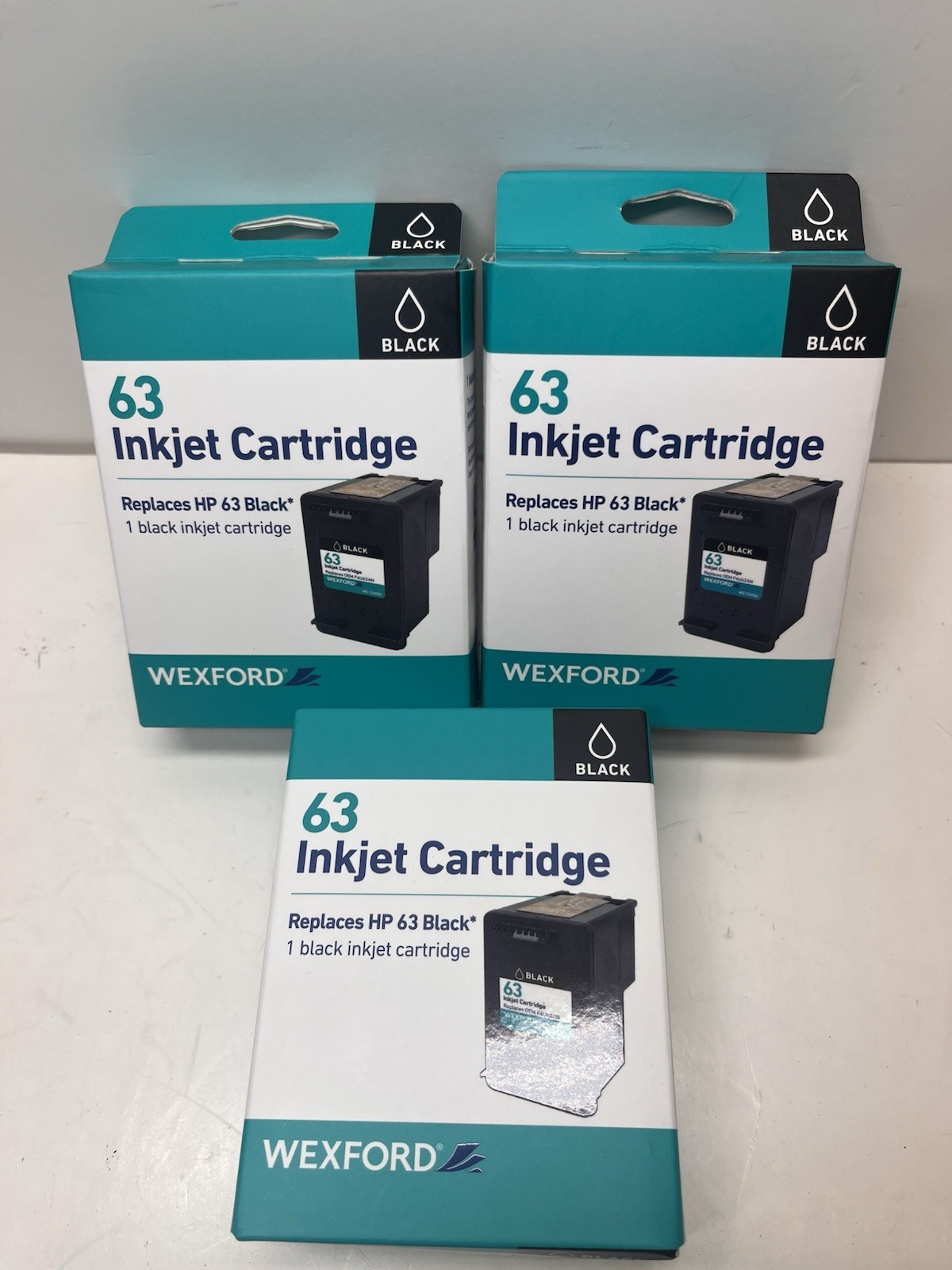 Wexford 63 Black Ink Cartridges  Replaces HP 63 New in Box Sealed Lot of 3 Box