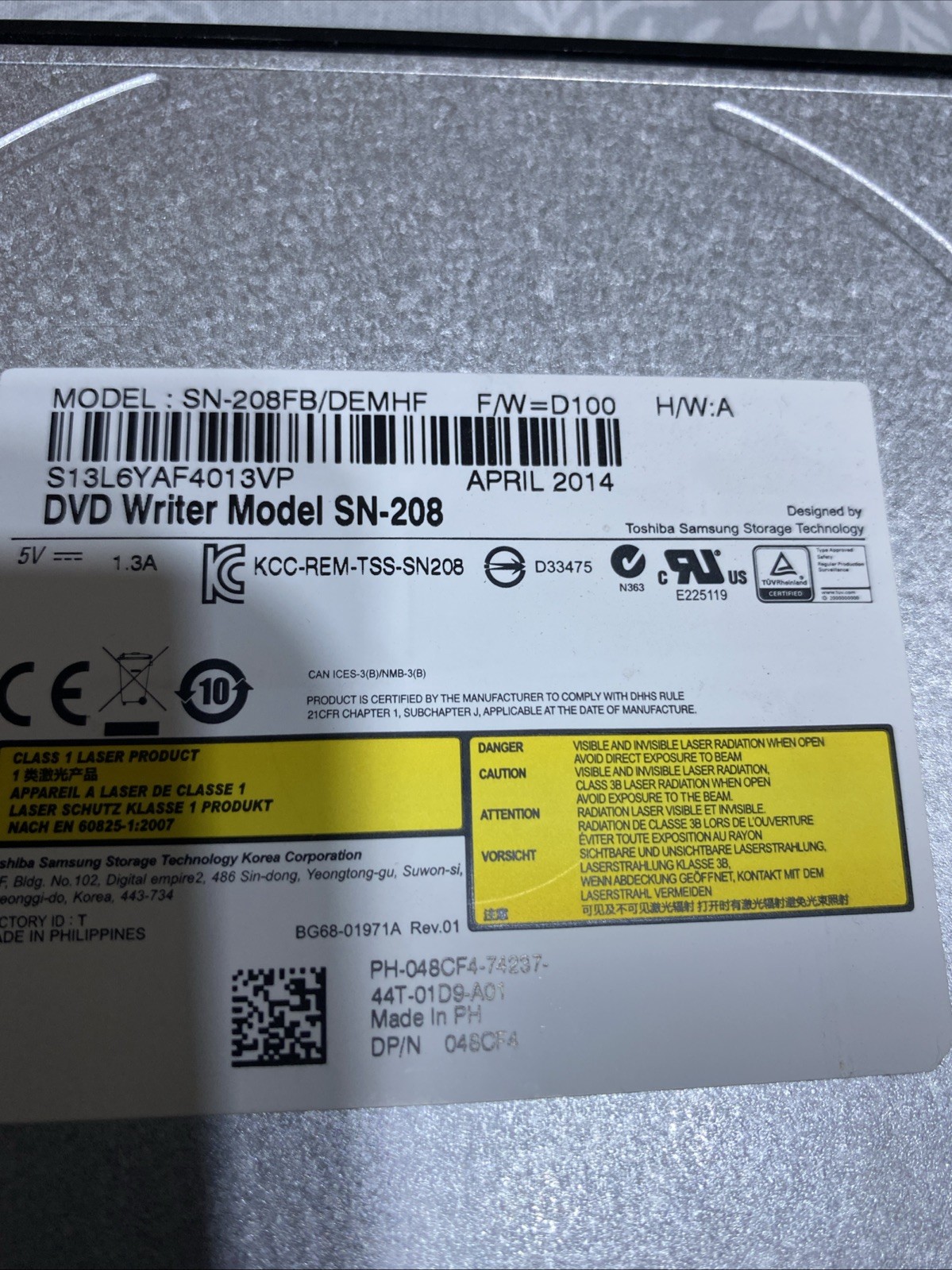 DVD Writer Model SN-208