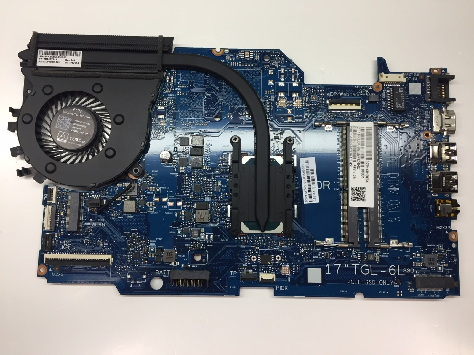 HP 17-by40 Intel i5-1135G7 2.4GHz Motherboard w/ CPU FAN 6050A3216501 M12540-601