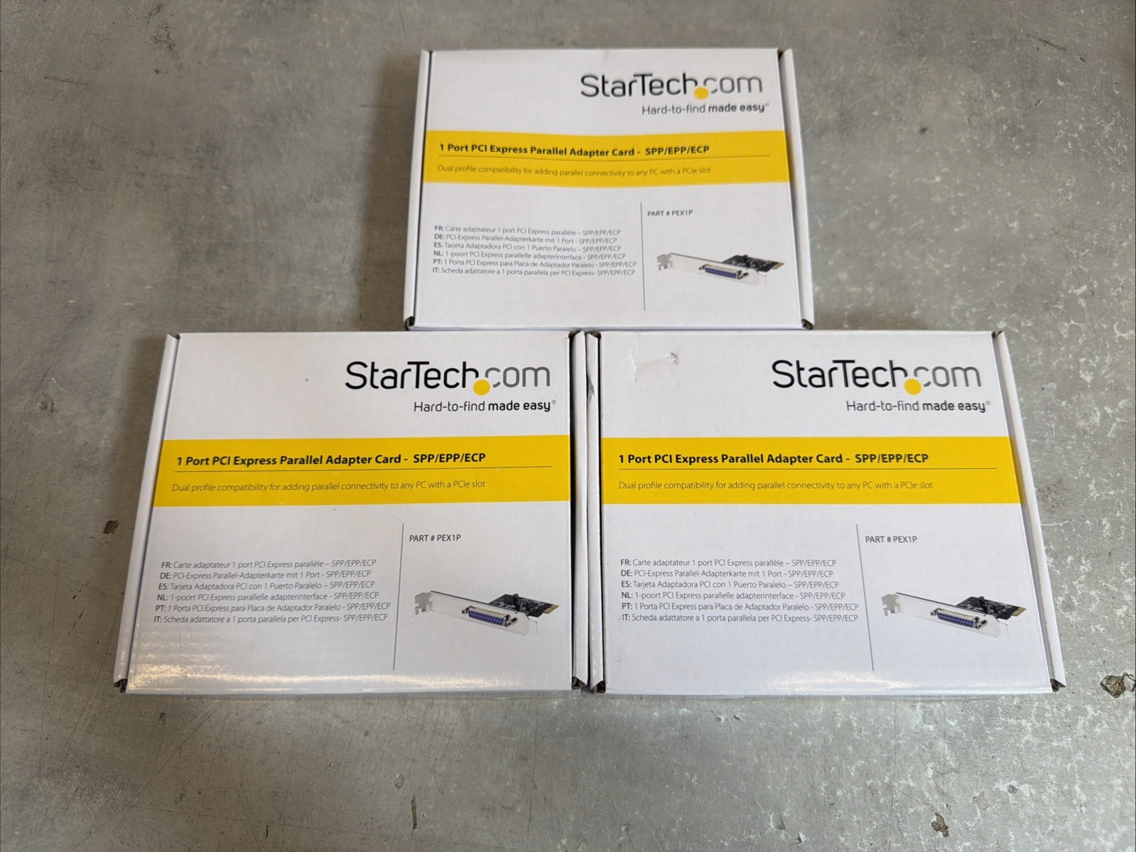Lot of 3 - New - StarTech PEX1P PCIe Parallel Adapter Cards SPP/EPP/ECP