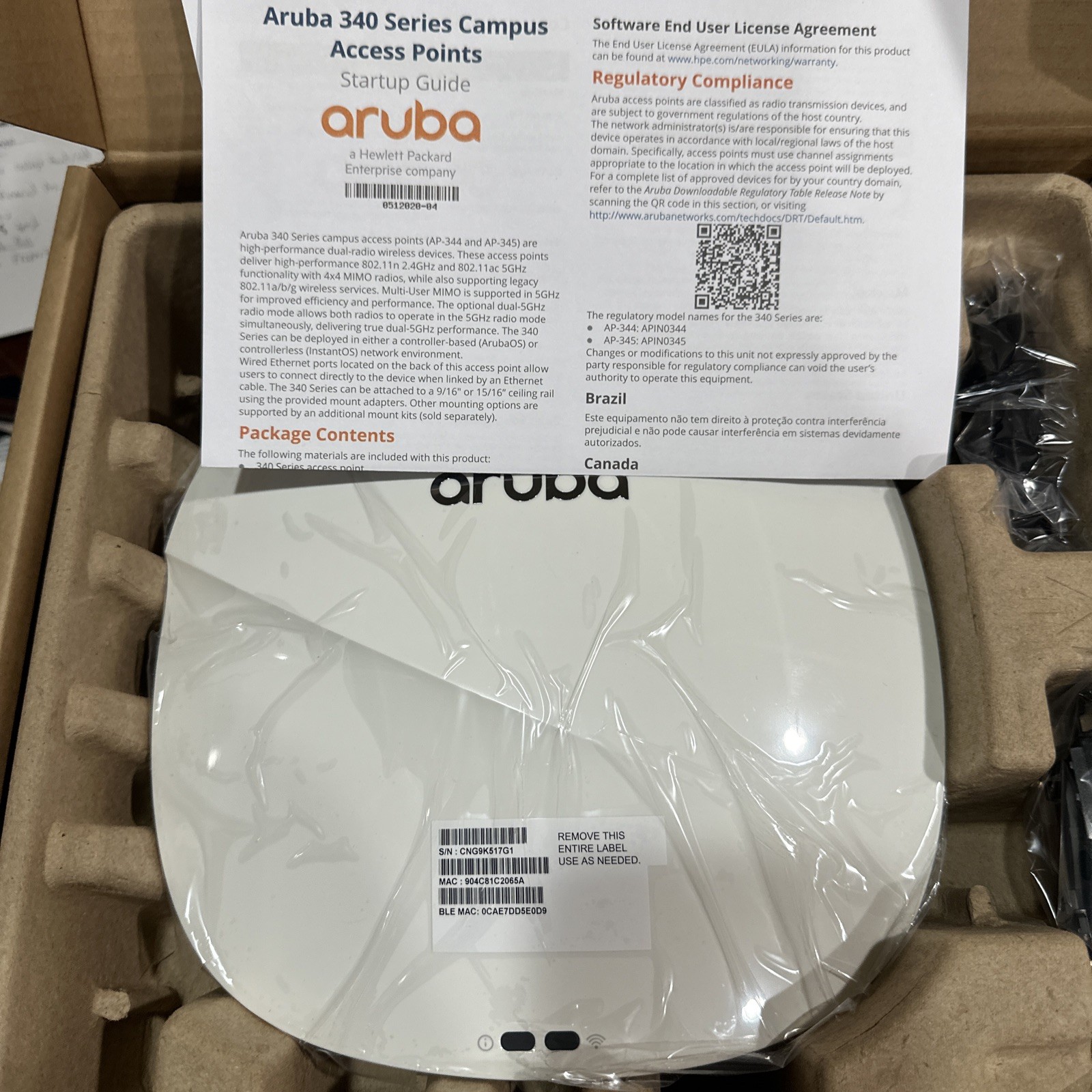 NEW HPE APIN0345 JZ033A Aruba AP-345 (US) Unified AP Access Point