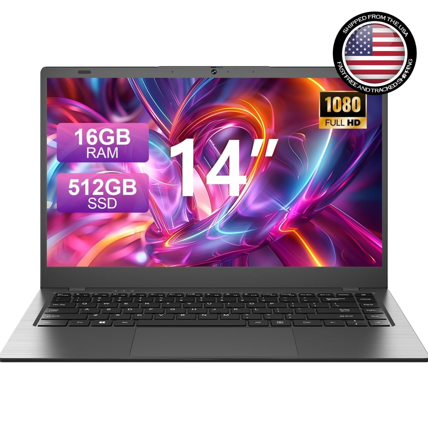 14-Inch Laptop with 16GB RAM & 512GB SSD - Lightweight Productivity for Students