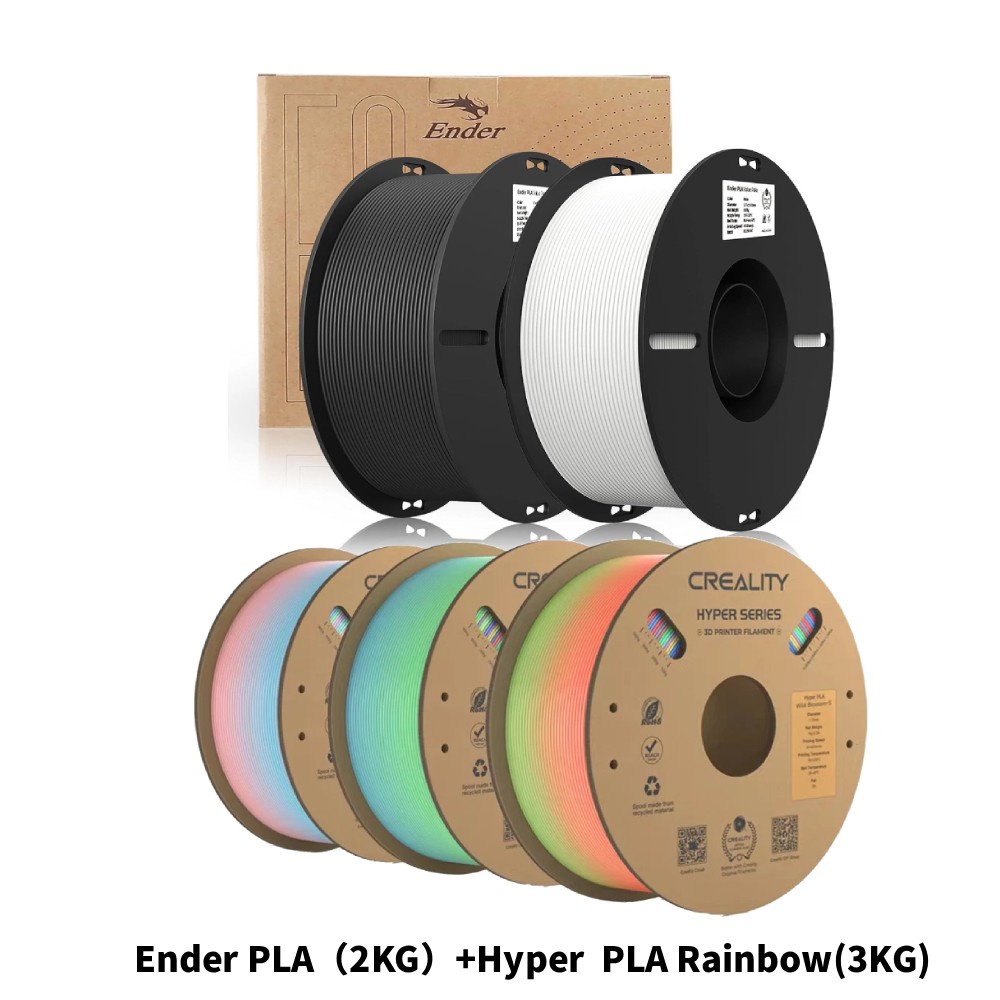 Creality Hyper PLA Rainbow 3D Printer Filament(3KG)+Ender PLA 3D Filament（2KG）