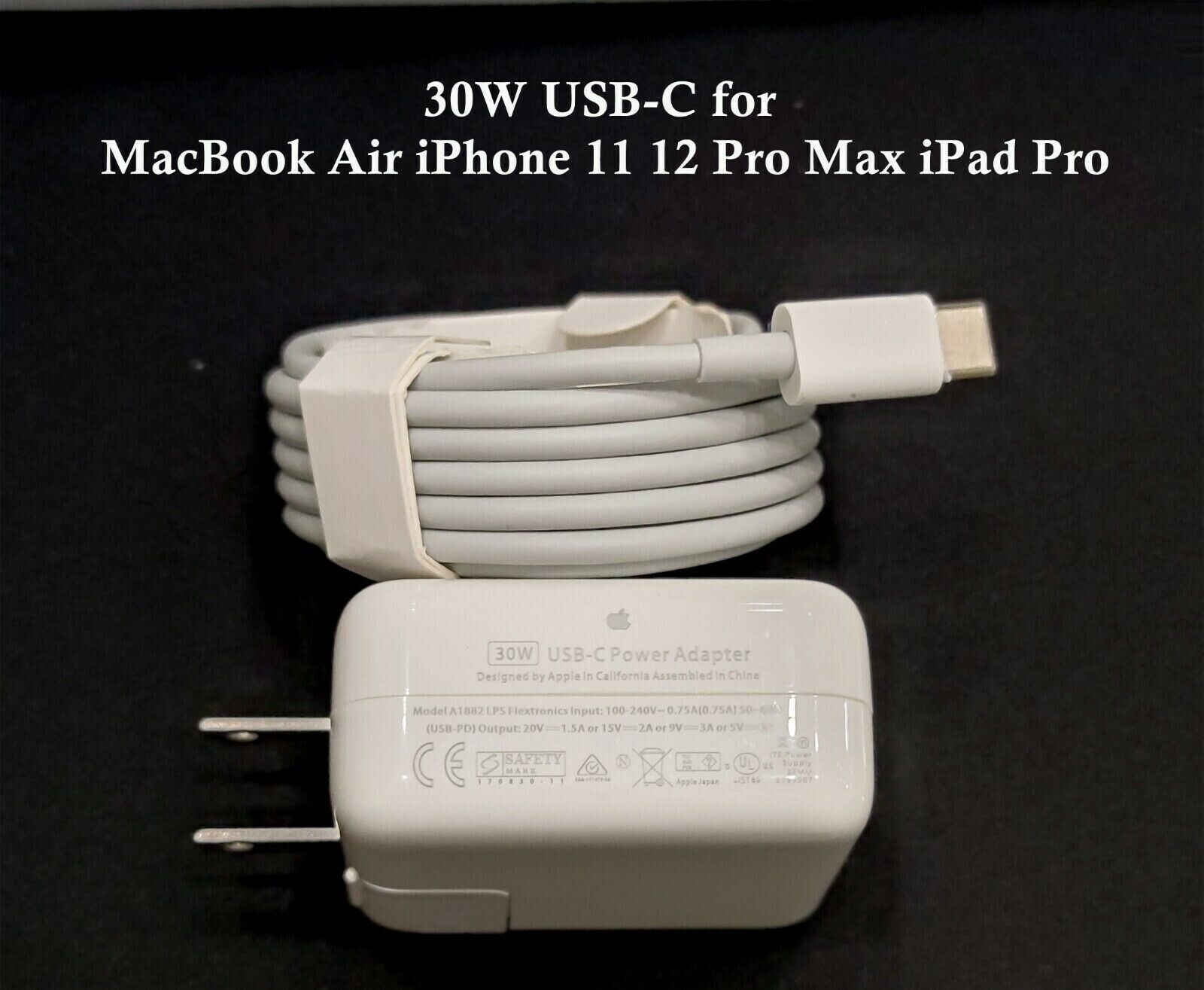 OEM 30W USB-C Power Adapter Charger for apple MacBook Air iPhone 11 12 Pro +Cord