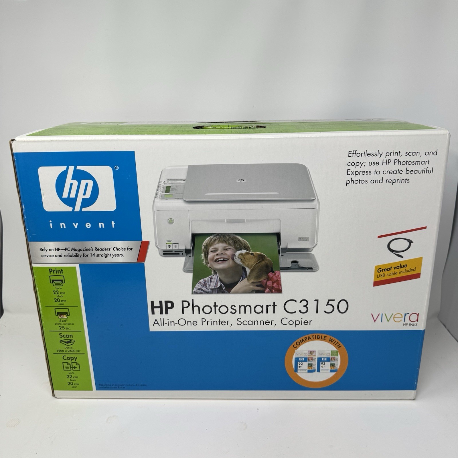 HP Photosmart C3150 All In One Inkjet Printer Scanner Copier New