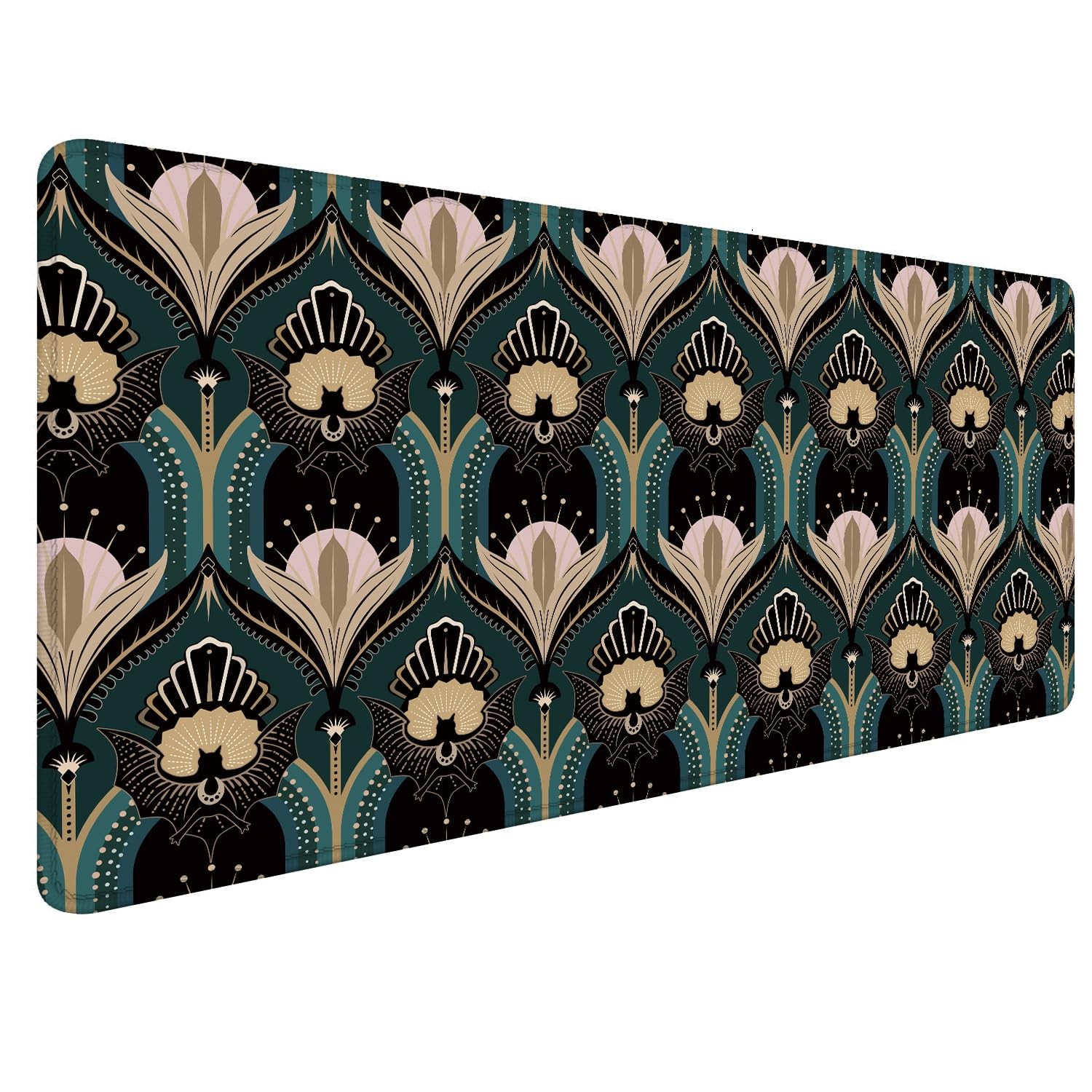 Art Deco Floral Mouse Pad 1920s Maximalist Gothic Bats Desk Mat 31.5x15.7