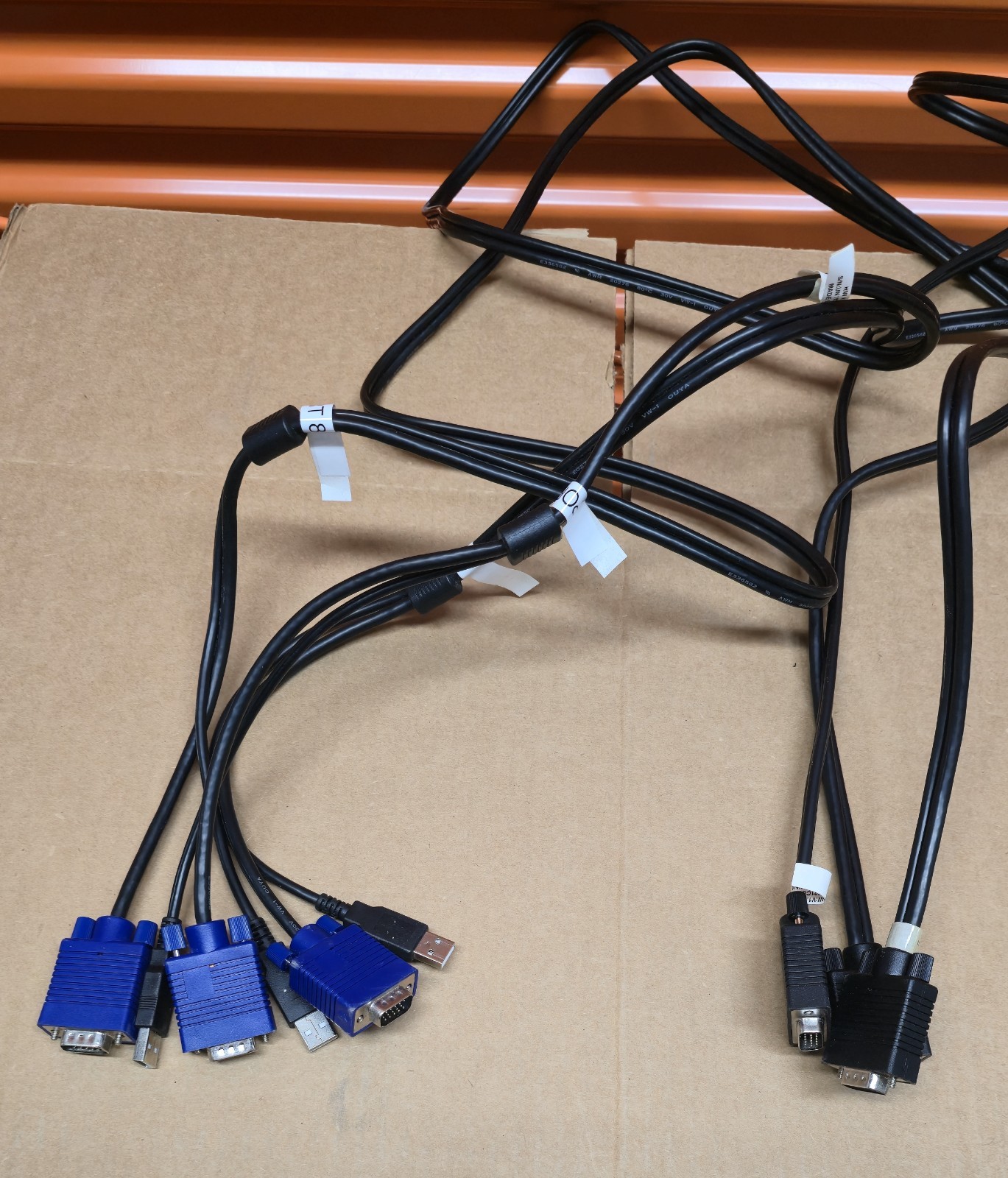 Lot of 4 USB VGA KVM Switch Cable 2-in-1 PC Server Rack Cord 15-Pin Male to Male