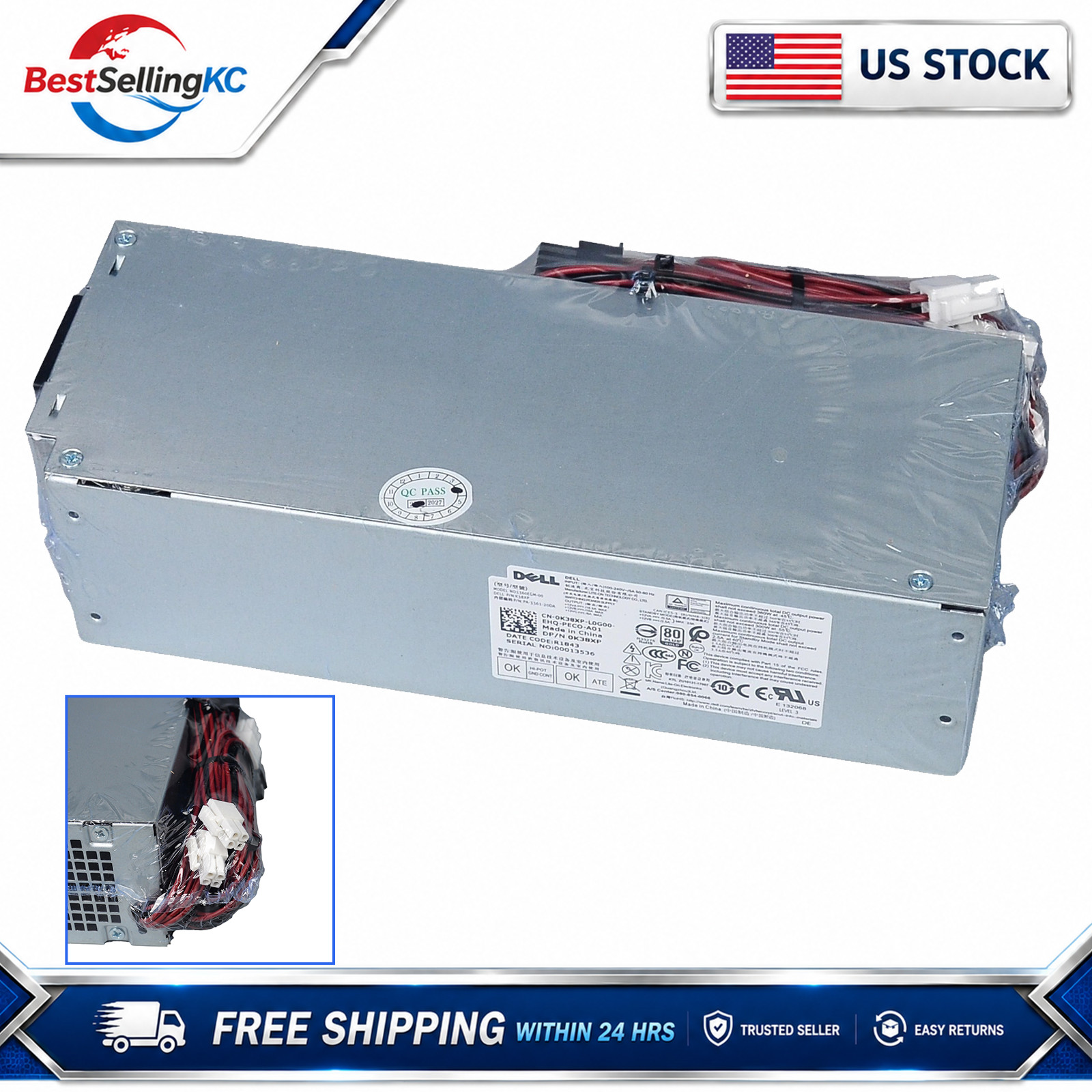 For Dell OptiPlex Vostro 360W PSU H360EGM-00 L360EGM-00 8HKG7