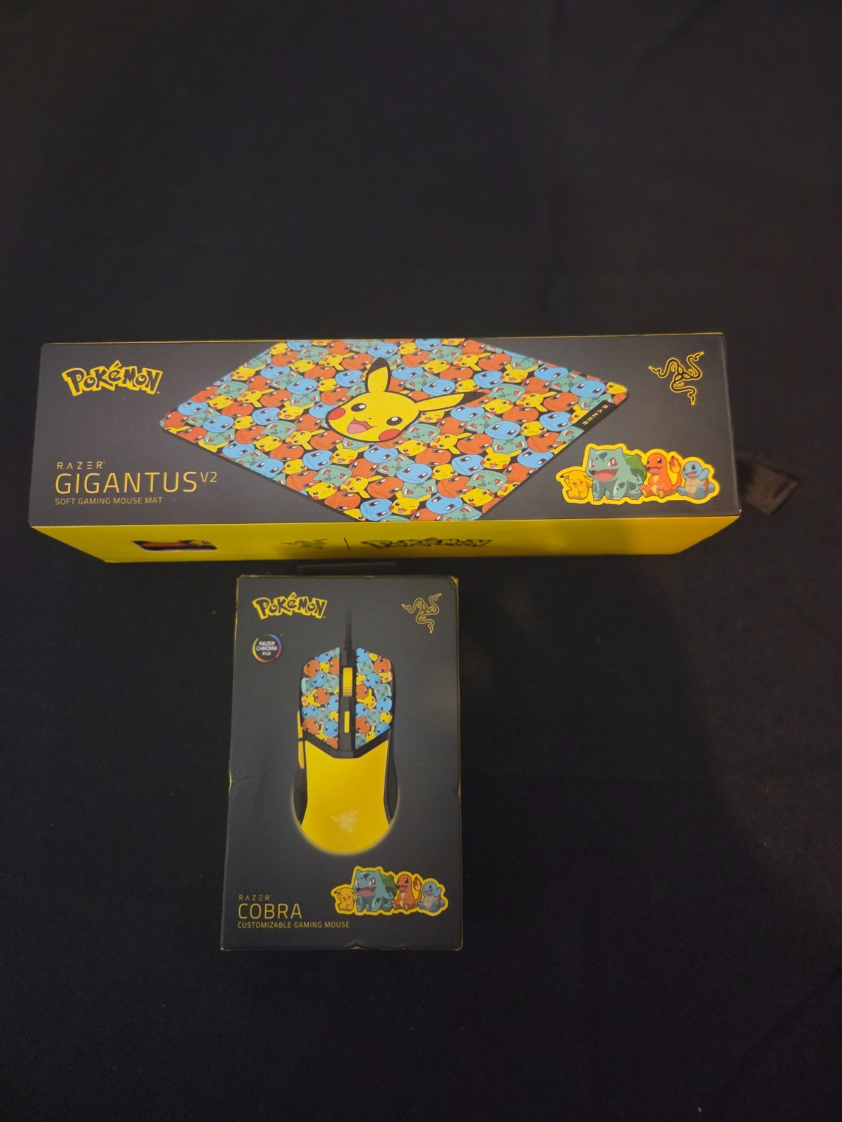 Pokemon Kanto Starters Razer Cobra Gaming Mouse + Gigantus V2 Mouse Mat Bundle