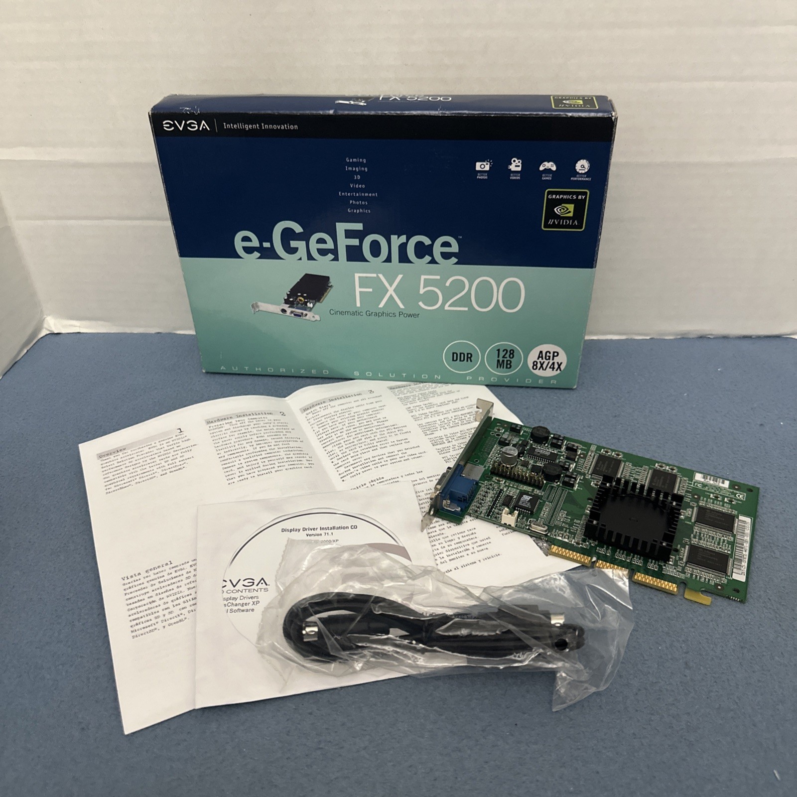 EVGA e-GeForce FX 5200 128MB DDR AGP 8X/4X PCI Video Card - Open Box/Untested