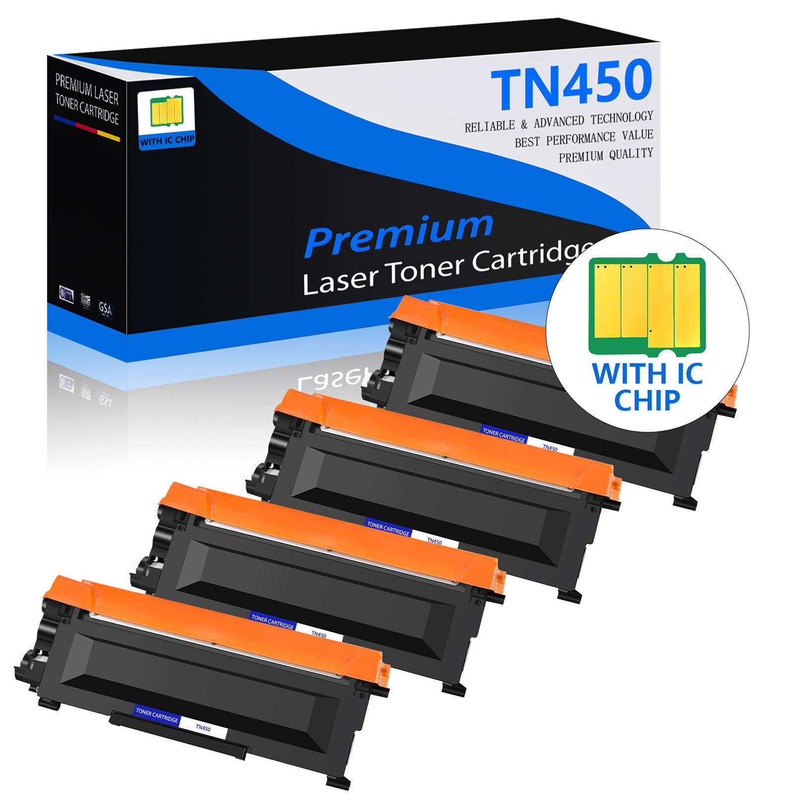 4PCS TN450 Toner Cartridge for Brother DCP-7060D DCP-7065DN HL-2130 HL-2132