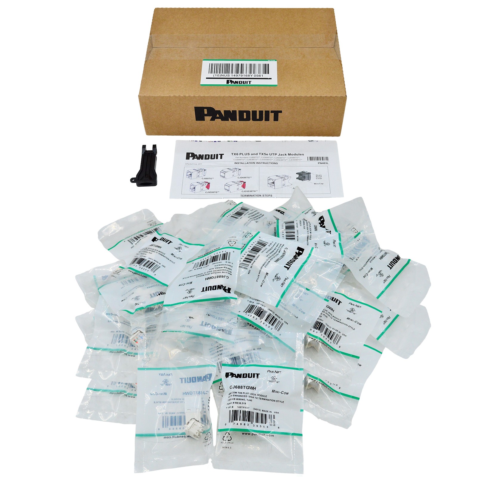 50PCS Brand New Compatible CJ688TGWH CAT6 RJ45 Network Jack Module for Panduit