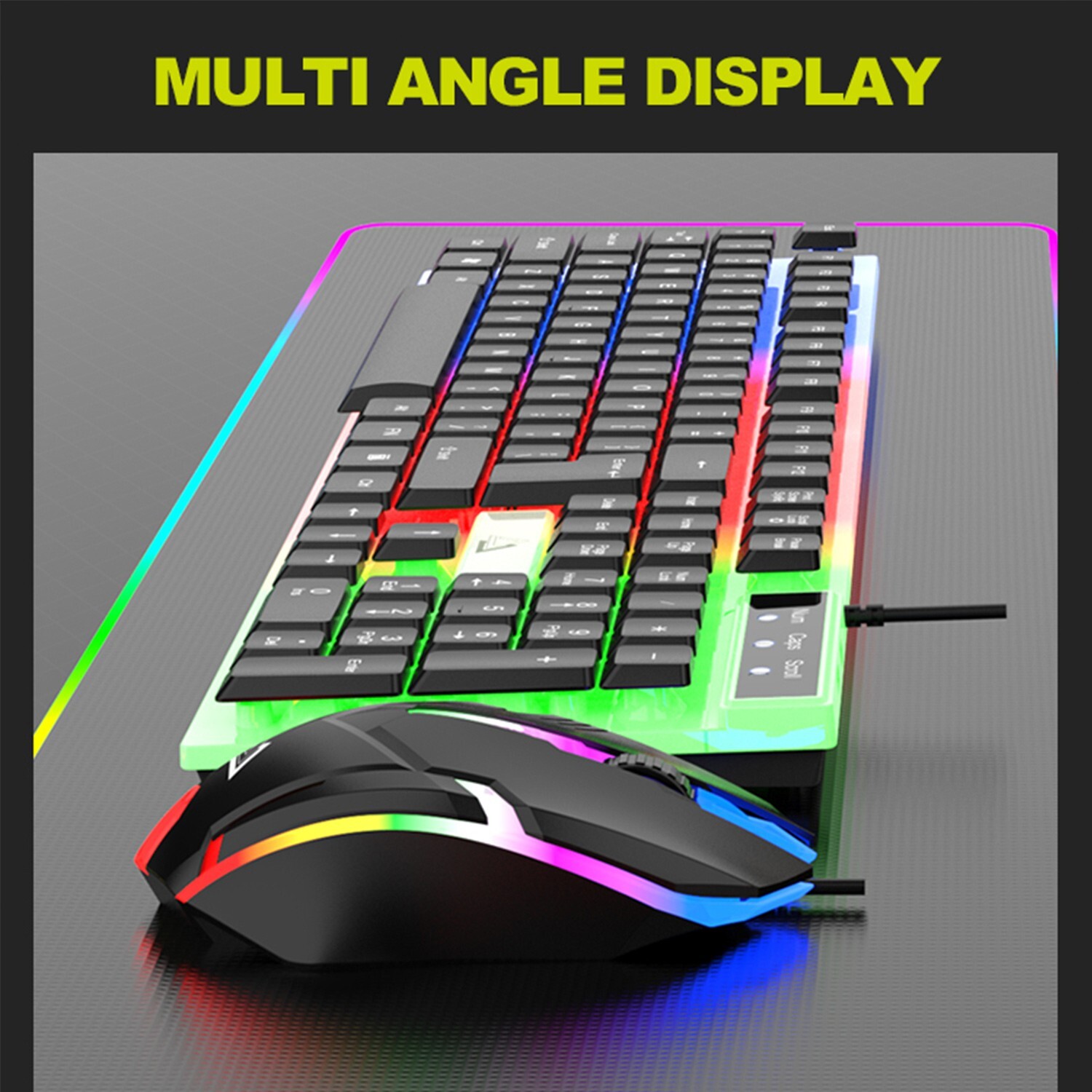 GT100 RGB Wired Gaming Keyboard Mouse Sets LED Backlighting with Mechanical Feel