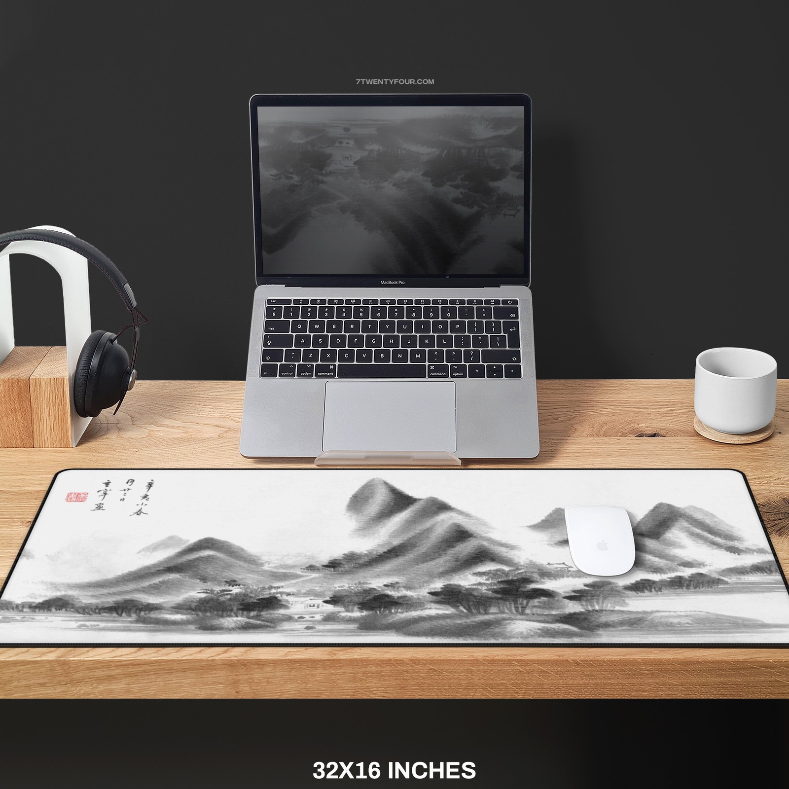 Minimalist Japanese Mouse Pad Desk Mat | Calm Zen Landscape Art | Large Gaming