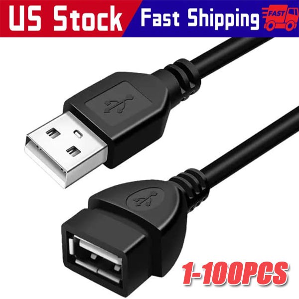 High-Speed USB-USB Extension Cable USB 2.0 Adapter Extender Cord Male/Female LOT