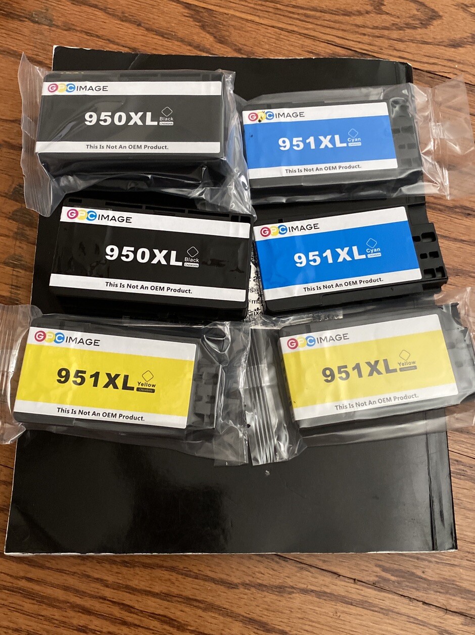 LOT OF 6 GPC IMAGE INK REPLACEMENT FOR HP 950XL 951XL USE W OFFICEJET / i2-1