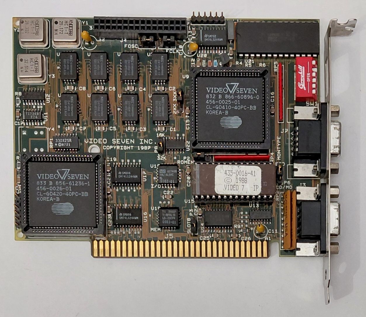 Video Seven VEGA VGA 8-bit ISA Graphics Card (CL-GD410/420, EGA, Retro, 1988)