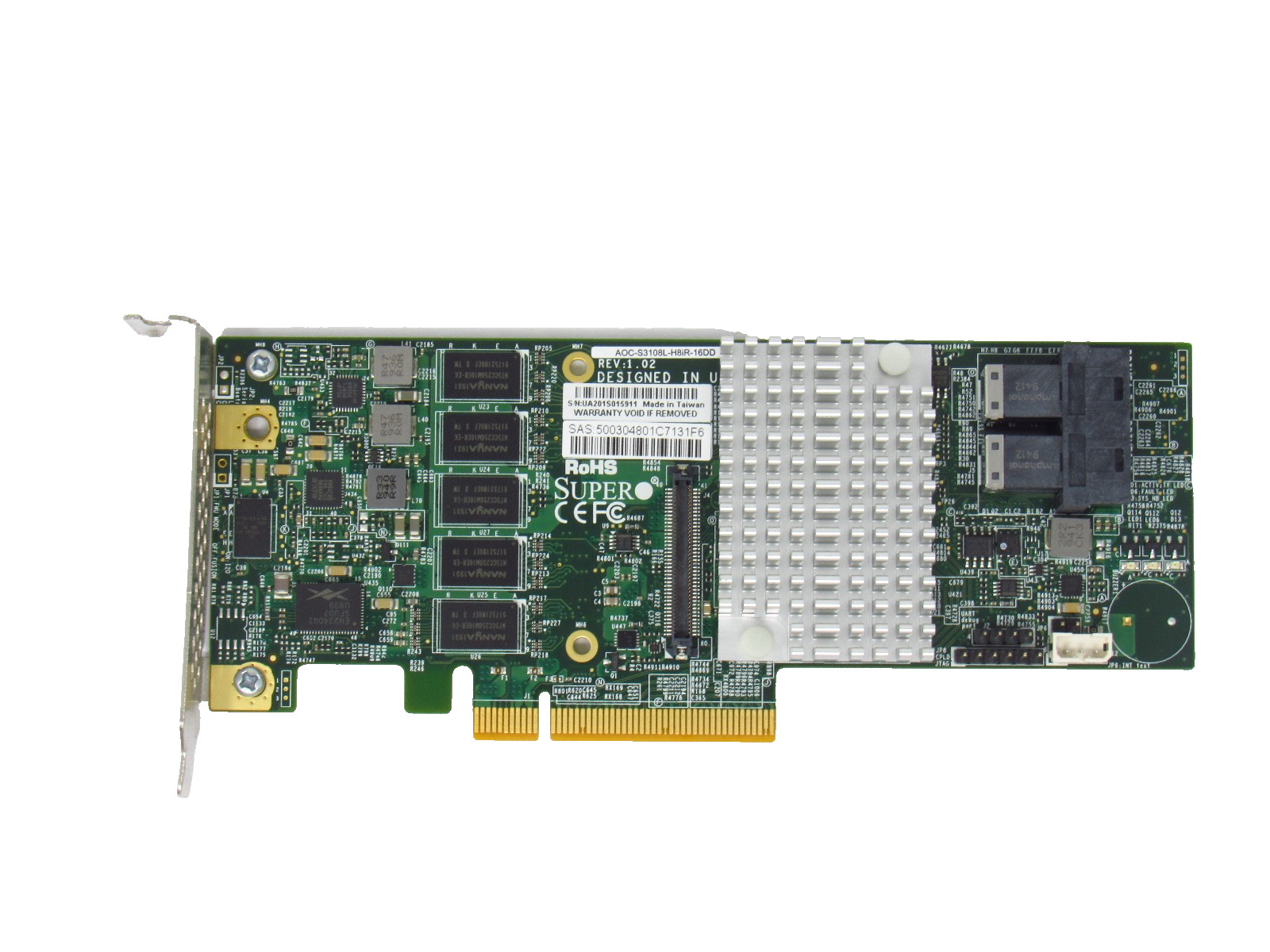 Supermicro AOC-S3108L-H8IR-16DD 8-Port SAS3 12Gbps RAID Controller LP