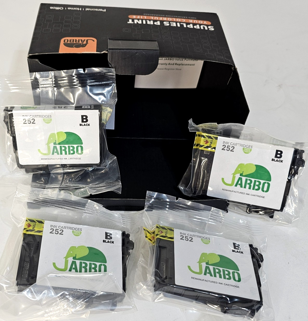 4 LOT Jarbo 252 Black Printer Ink Cartridge for Epson Workforce Exp621 T252XL120