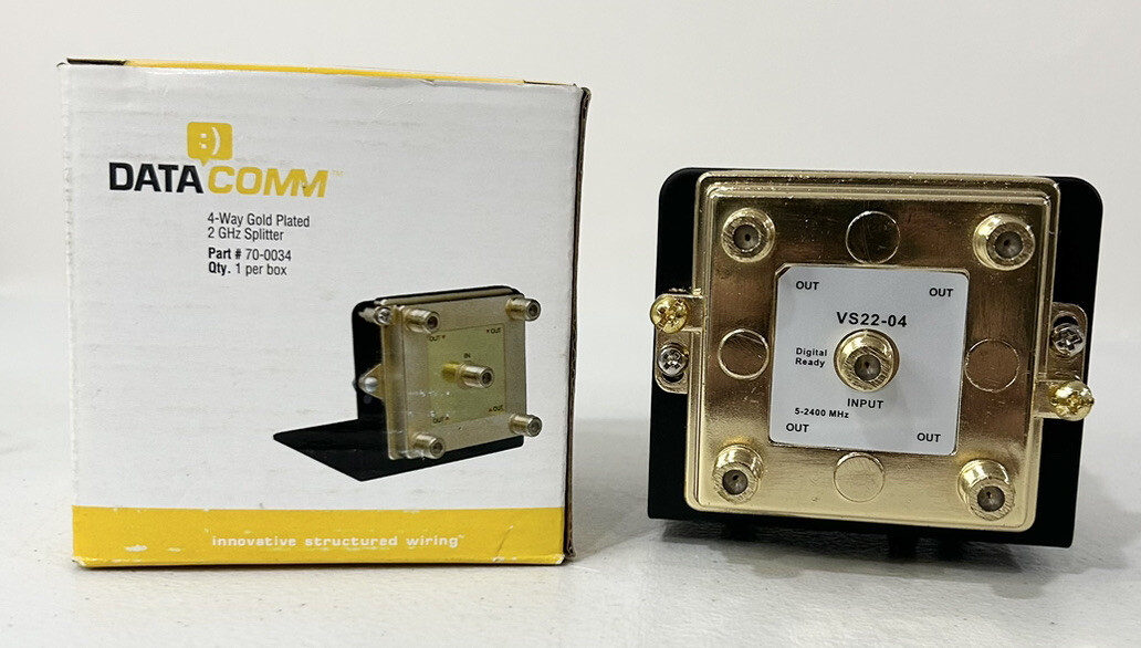 DataComm 4 Way Gold Plated Splitter / 2 GHZ / 70-0034 / New