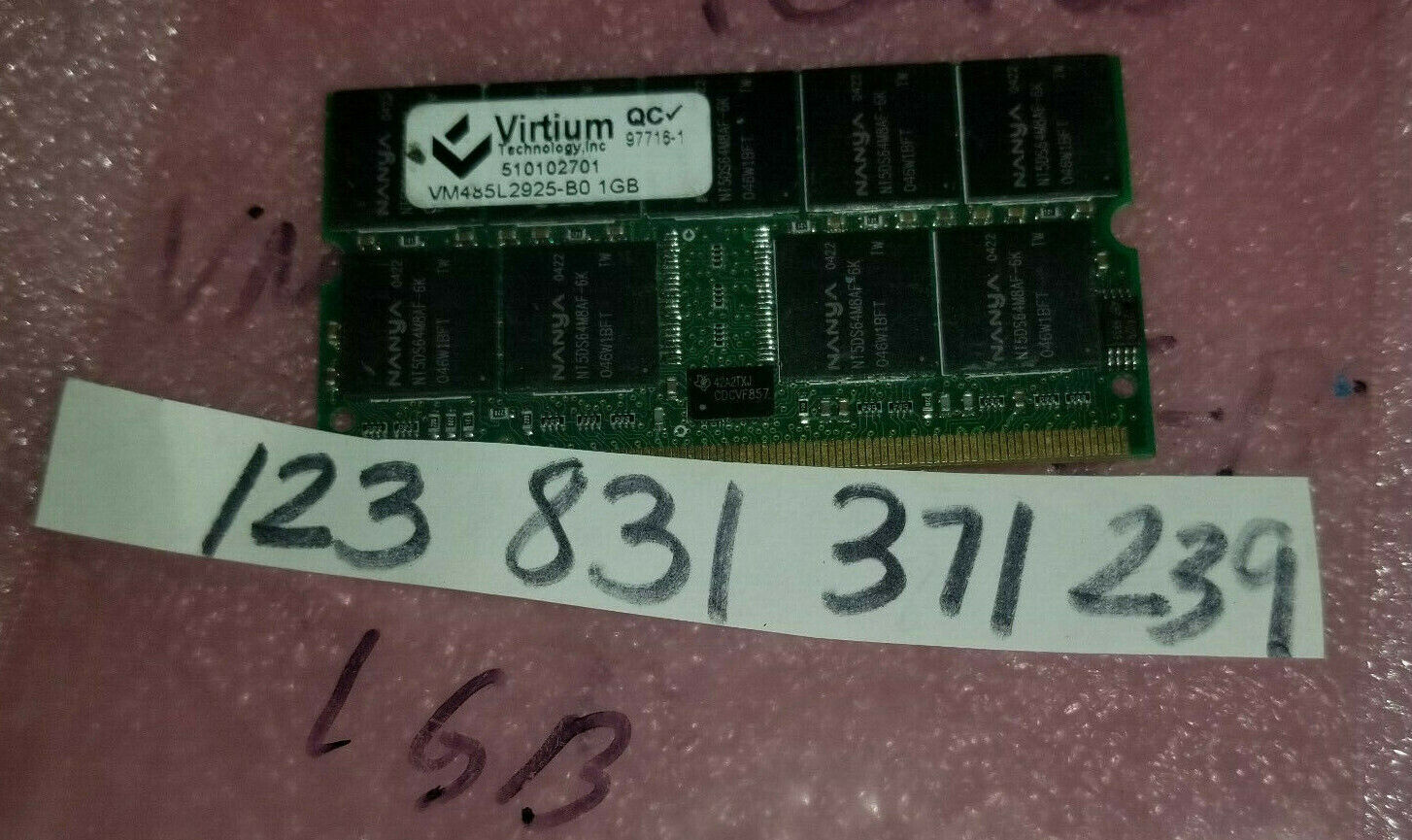 Virtium 1GB 2RX8  DDR PC-2700 333Mhz 200PIN SoDimm ECC Memory DUAL RANK 64X8