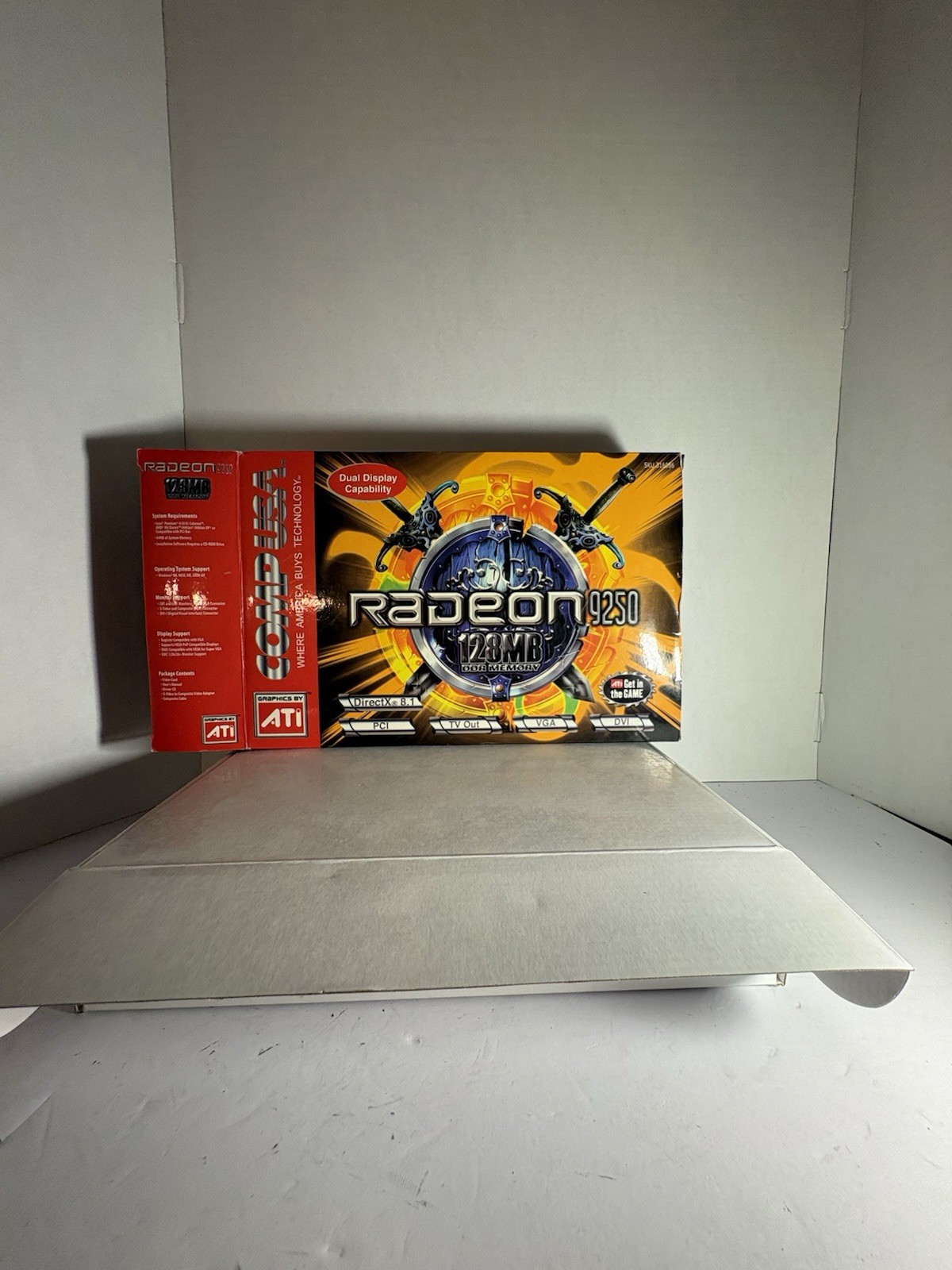 Comp USA CIB Big Box ATI Radeon 9250 128mb VGA  PCI Graphics RARE COMPLETE