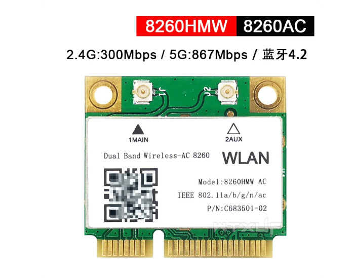 Intel 8260AC 8260HMW Half Mini PCIe WiFi BT4.2 Wireless Card
