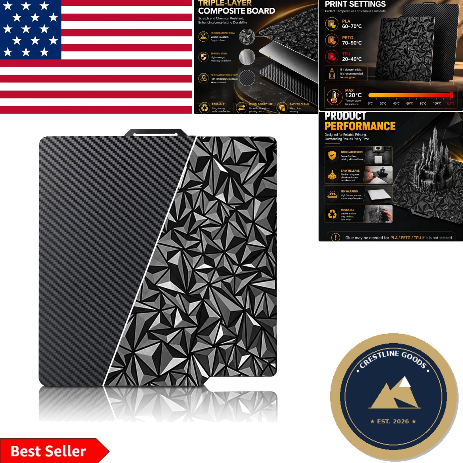 Double-Sided 257x257mm PEO PET Build Plate - Optimal Adhesion for 3D Printing