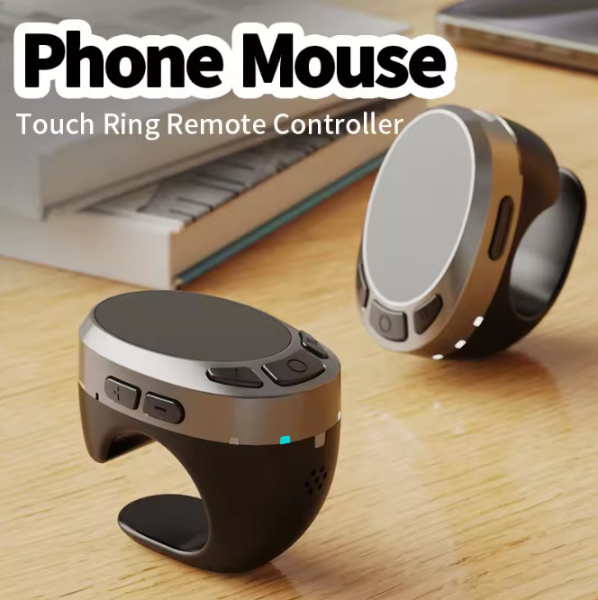 Bluetooth Ring Mouse Wireless Fingertip Remote Control Page Turner with Case