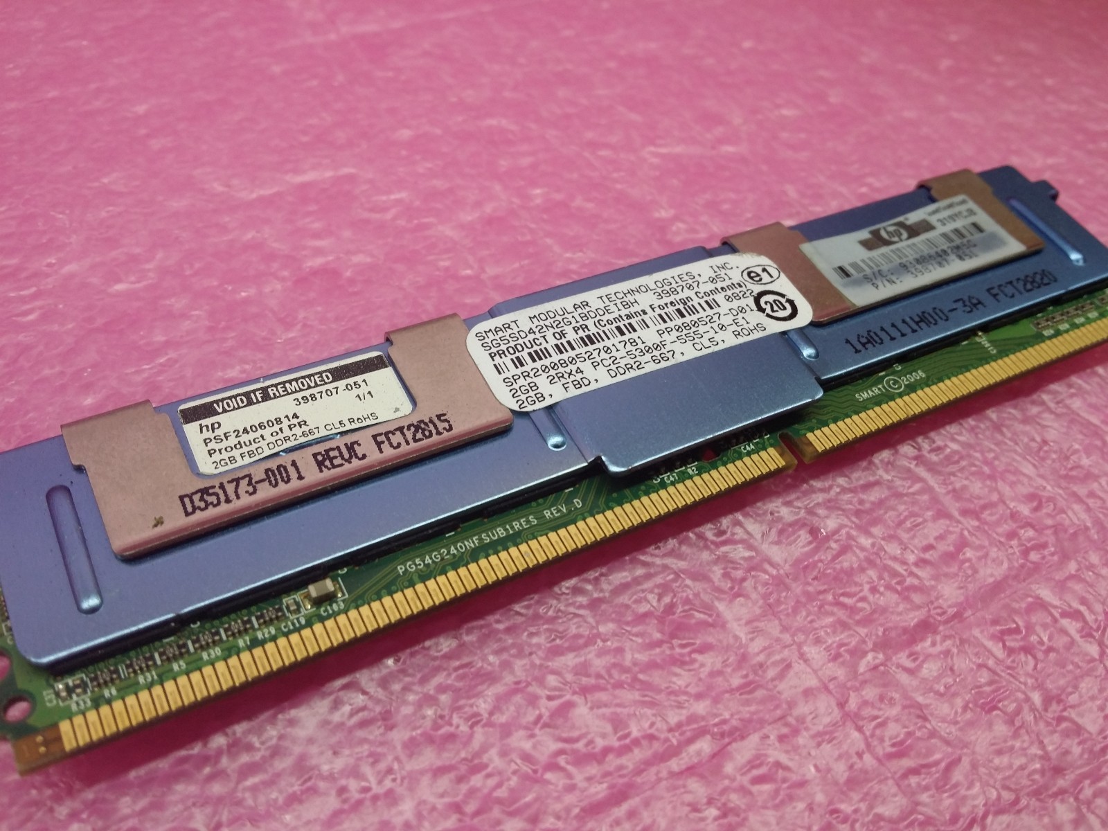 Smart Modular Technologies SG5SD42N2G1BDDEIBH 398707-051 2GB 2Rx4 PC2-5300F DDR2