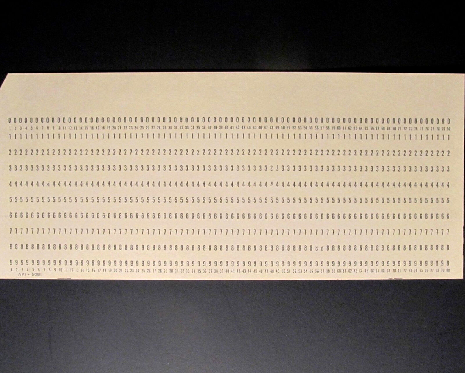 Vintage Computer Hollerith IBM Punch Card with Square Corners -NEW old Stock NOS