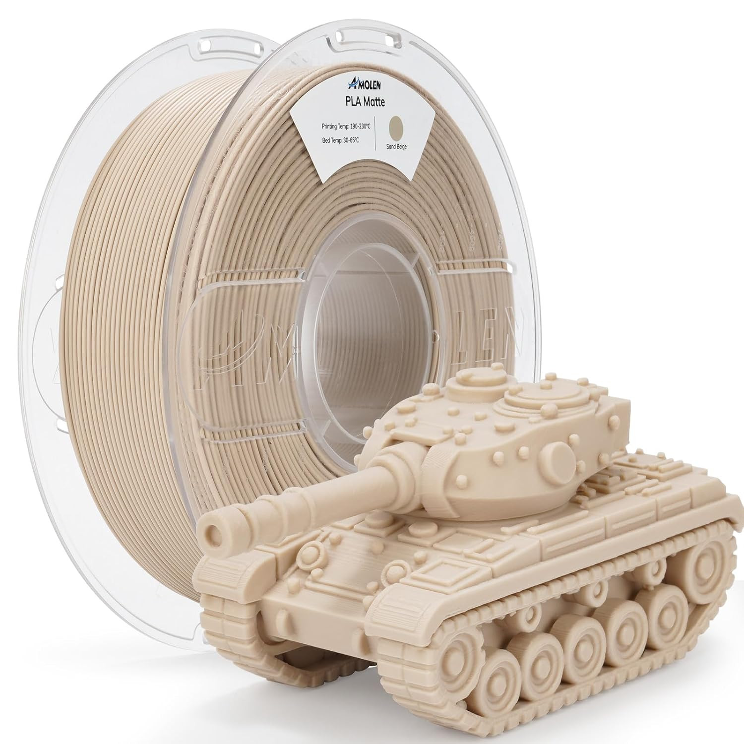 PLA Matte 3D Printer Filament,Sand Beige PLA Filament 1.75Mm with Smooth Matte F