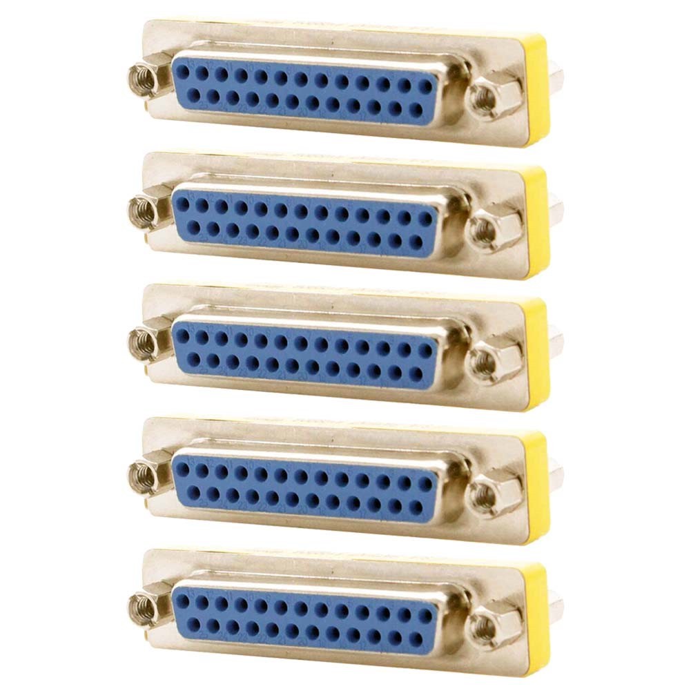 5x DB25 D-SUB 25-Pin Female to Female Coupler Mini Gender Changer Adapter Gold