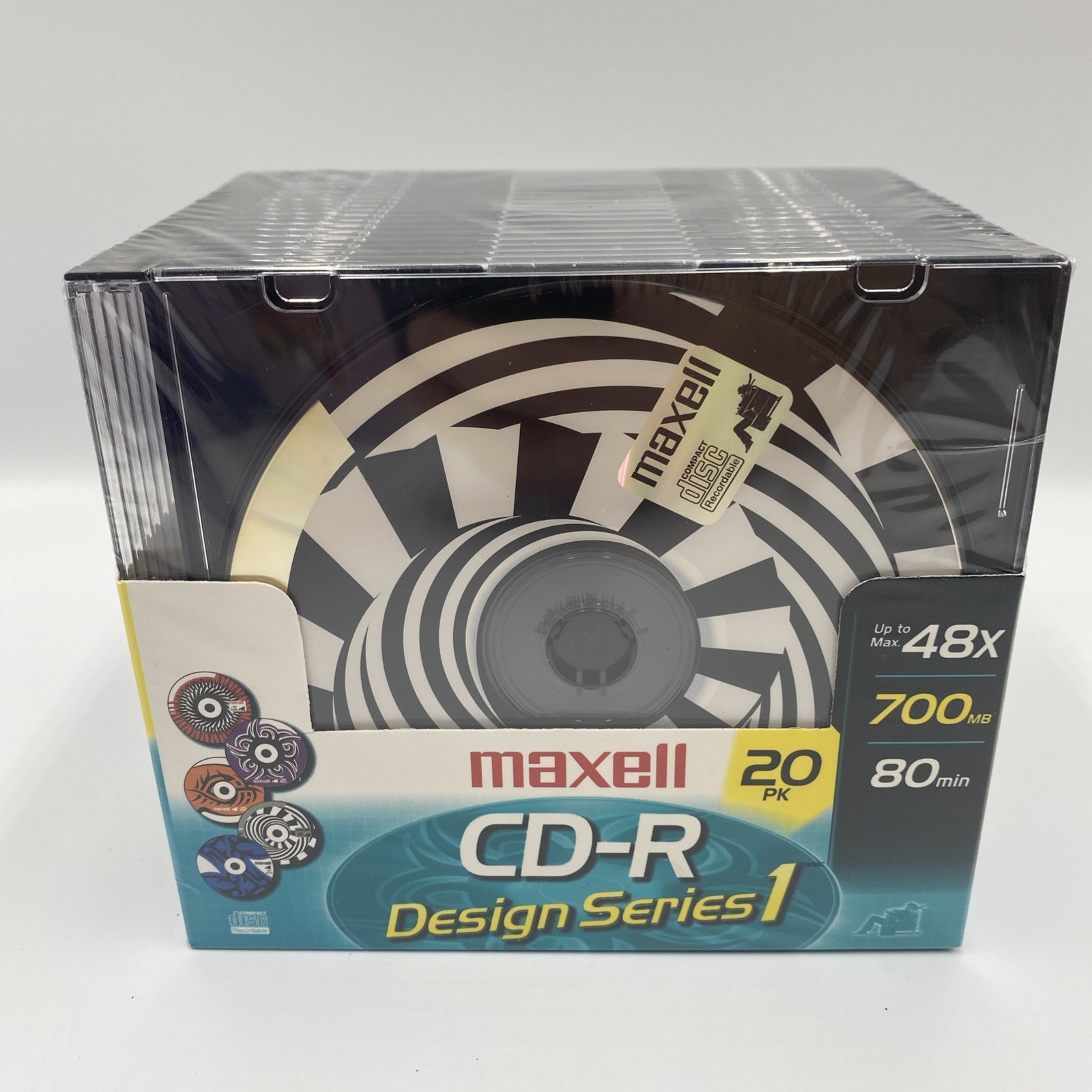 Maxell 20Pk Blank CD-R Series 1 Design Pack Slim Jewel Case 80 Min 700mb 48x New