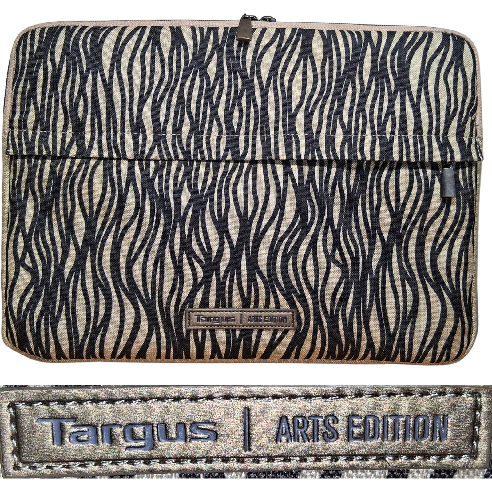 TARGUS Arts Edition 13.3 Laptop Sleeve Zebra Stripe Squiggle Padded Case Pocket
