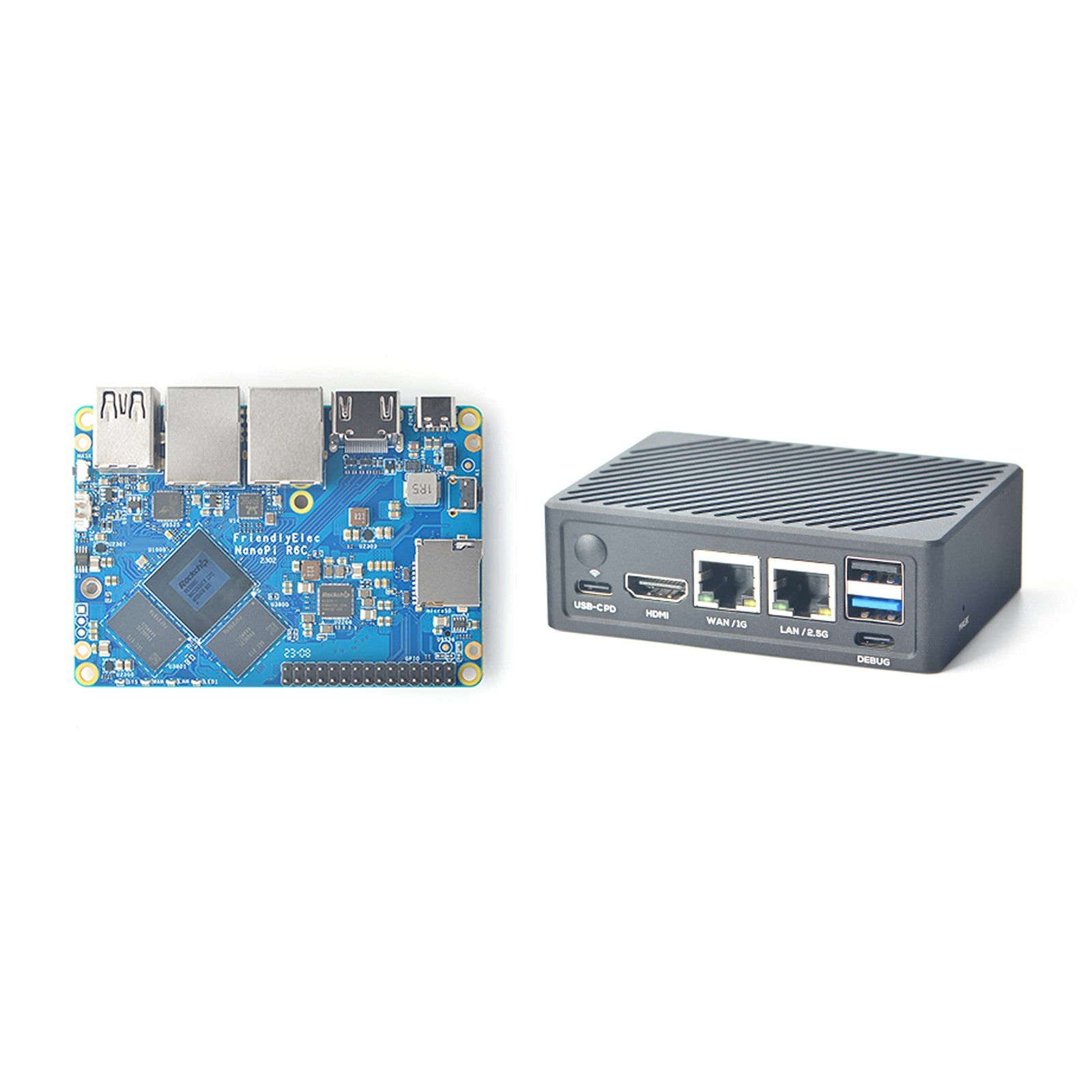 Nanopi R6C 64-bit 8GB LPDDR4X at 2133MHz, RAM 64GB eMMC, HS400 mode